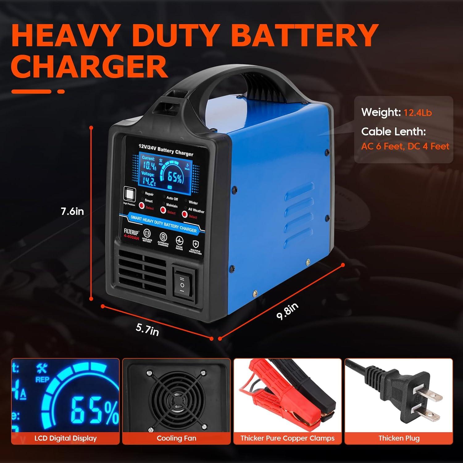 Cargador de Batería Plomo-Ácido 12V 24V FILTERUP 0-15A