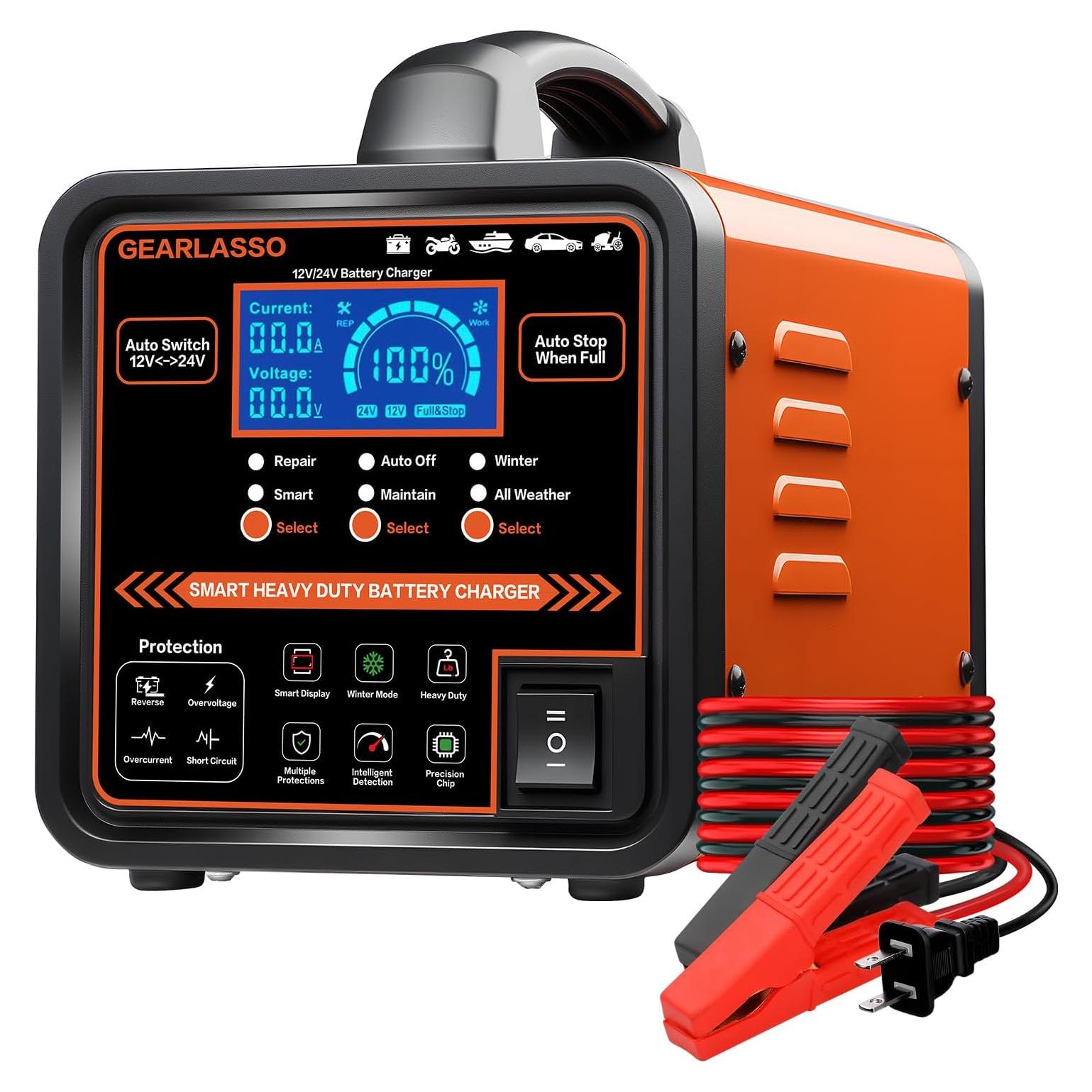 Cargador de Batería Inteligente GEARLASSO 12V 24V 15A