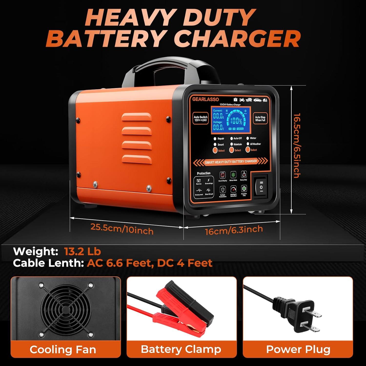 Cargador de Batería Inteligente GEARLASSO 12V 24V 15A