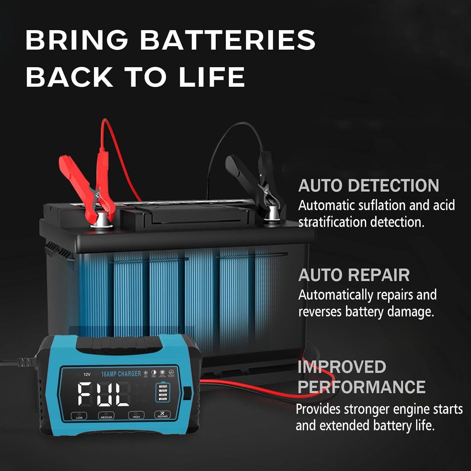 Cargador de Batería Inteligente 16A WPKJ 6V/12V/24V