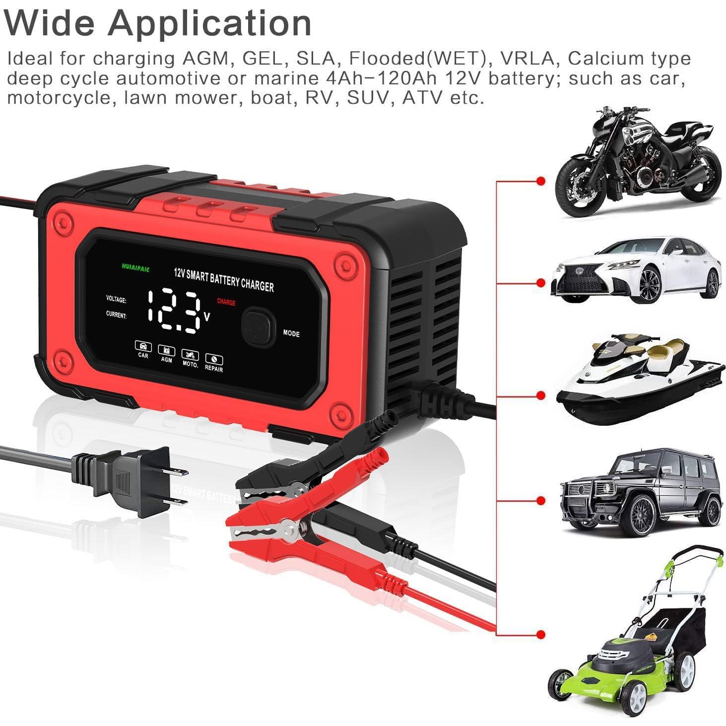 Cargador de Batería Inteligente 12V 6A HUIAIPAIC con Mantenedor