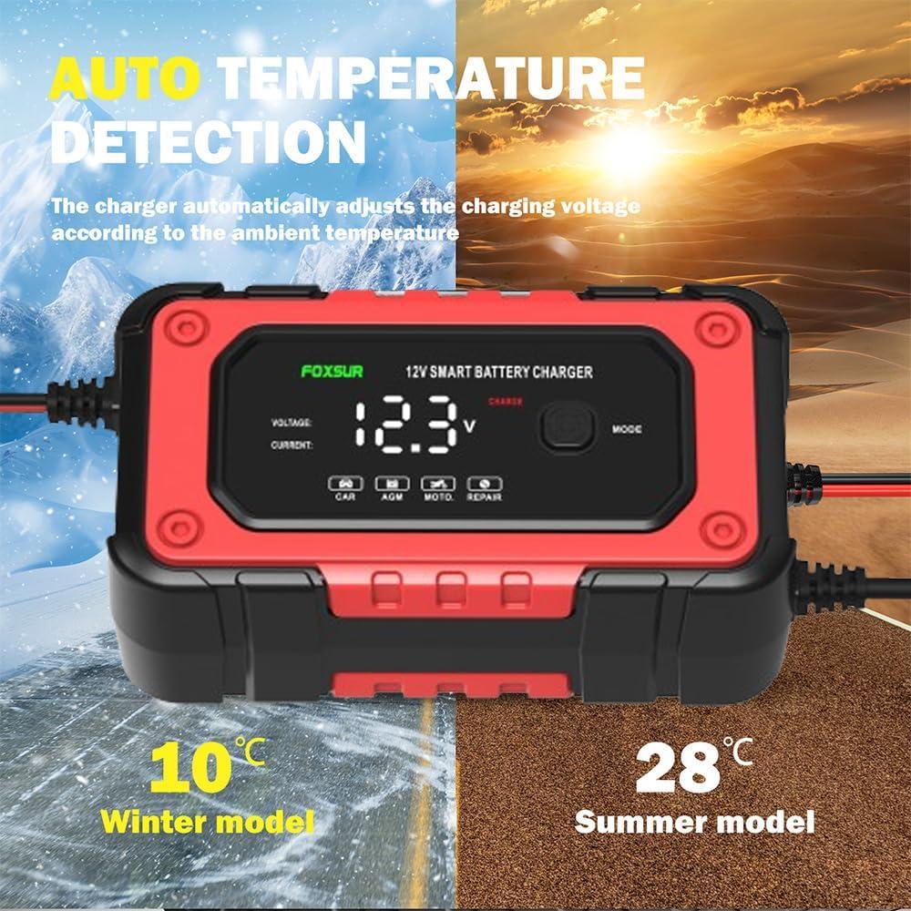 Cargador de Batería Inteligente 12V 6A HUIAIPAIC con Mantenedor