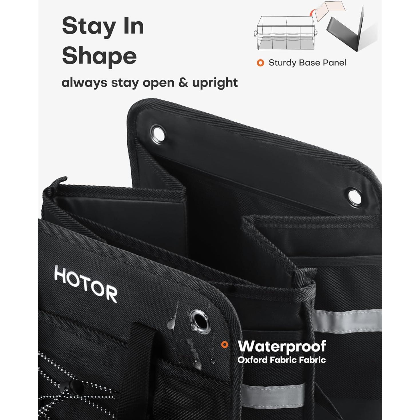 Organizador de Maletero HOTOR Plegable para SUV Negro 56x33x30 cm