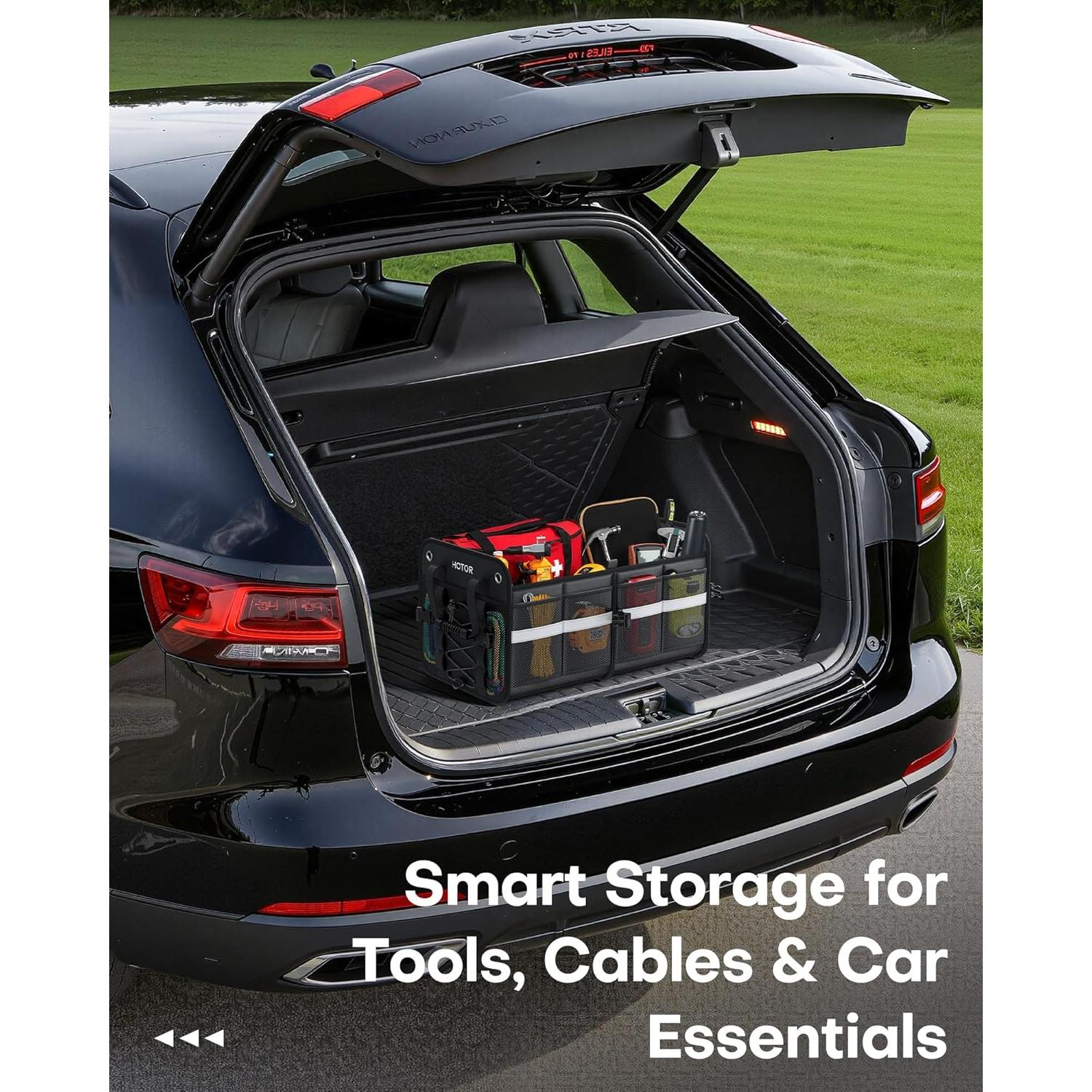 Organizador de Maletero HOTOR Plegable para SUV Negro 56x33x30 cm