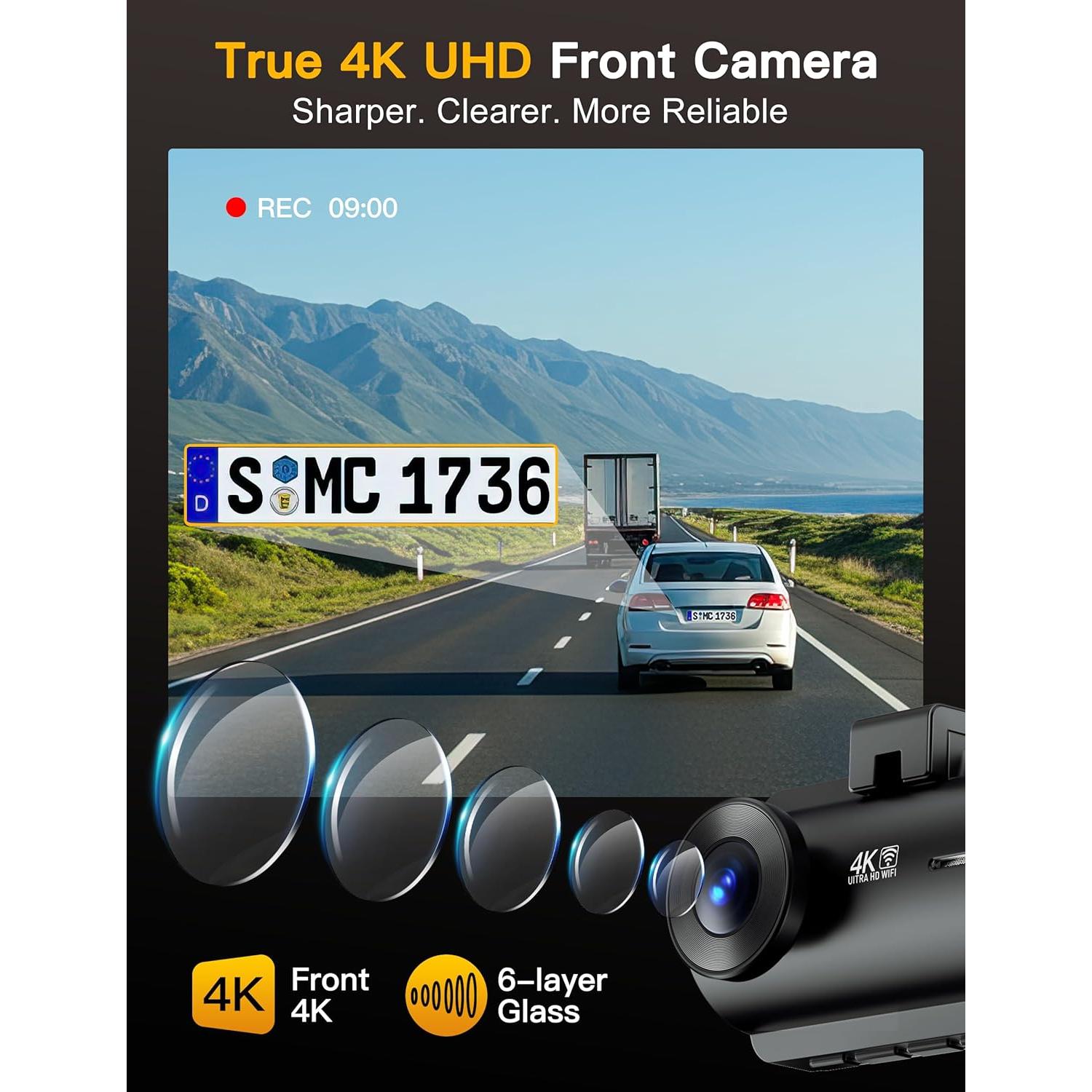 Cámara Dash 4K QCONTROL J08 Pro 3 Canales GPS WiFi 24/7