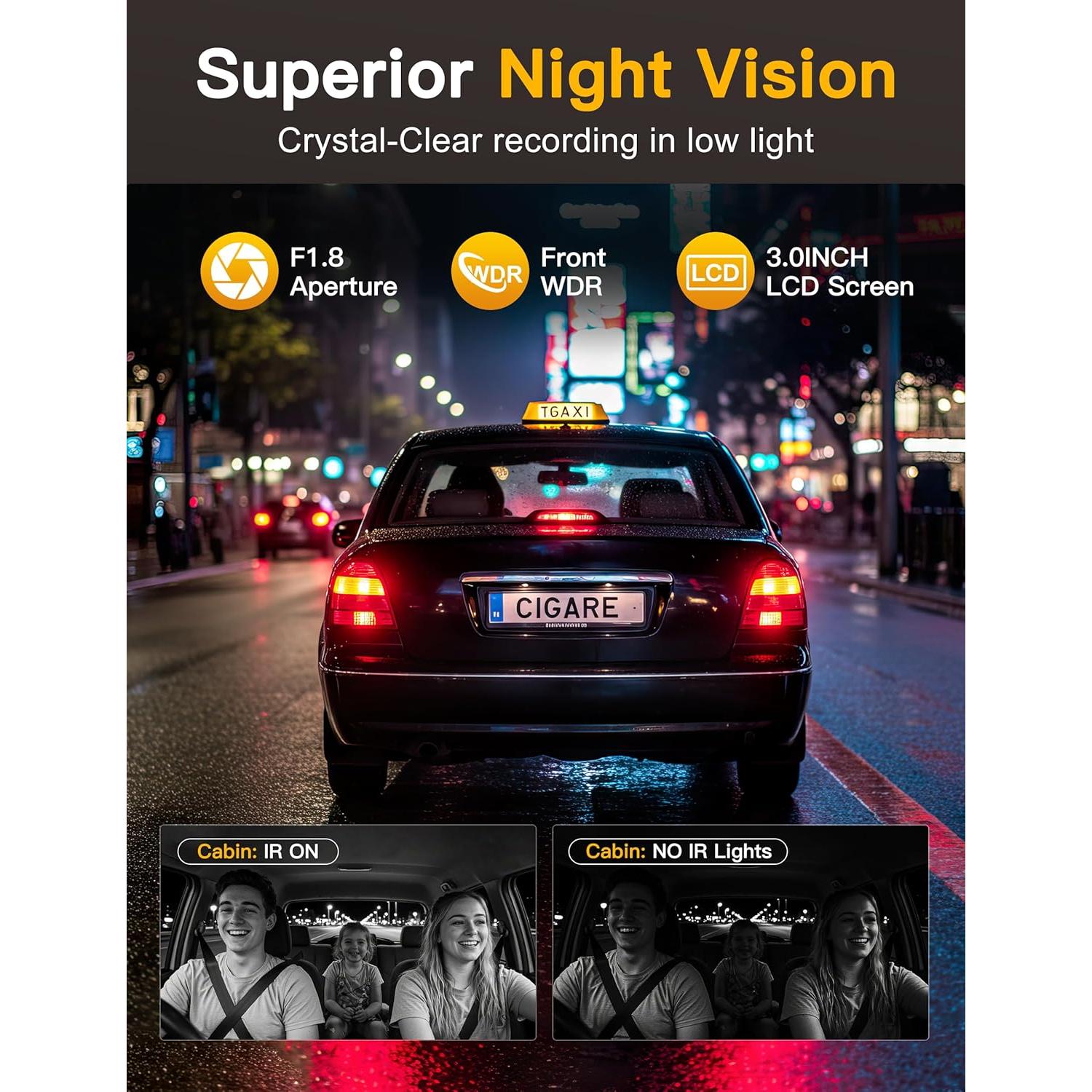 Cámara Dash 4K QCONTROL J08 Pro 3 Canales GPS WiFi 24/7