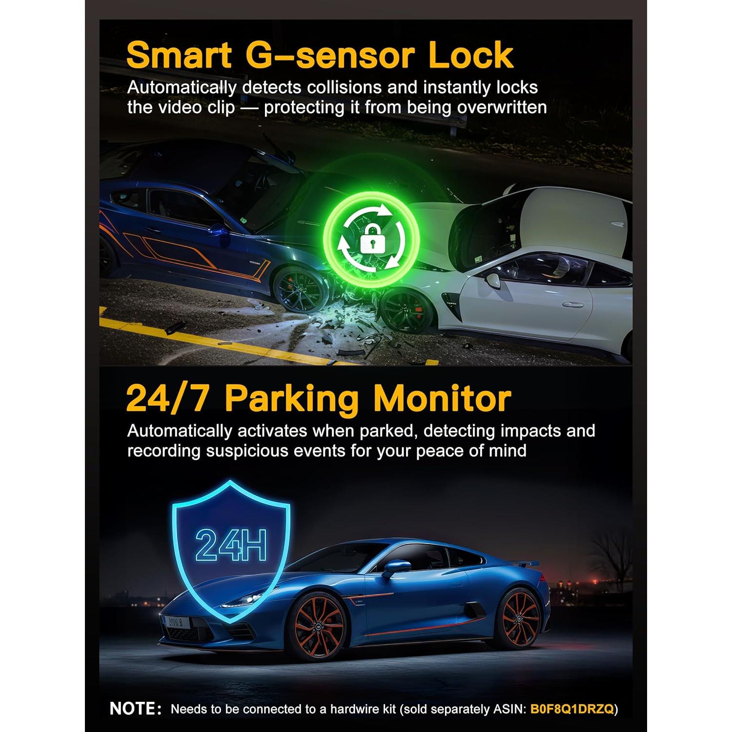 Cámara Dash 4K QCONTROL J08 Pro 3 Canales GPS WiFi 24/7