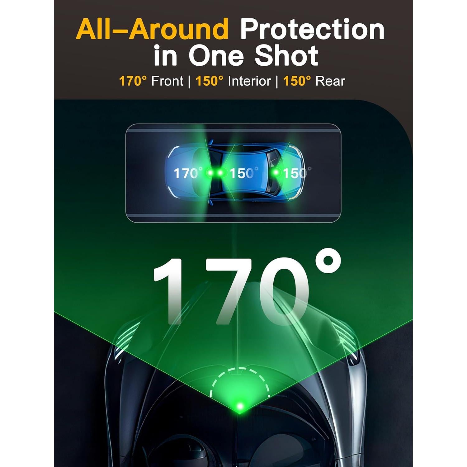 Cámara Dash 4K QCONTROL J08 Pro 3 Canales GPS WiFi 24/7