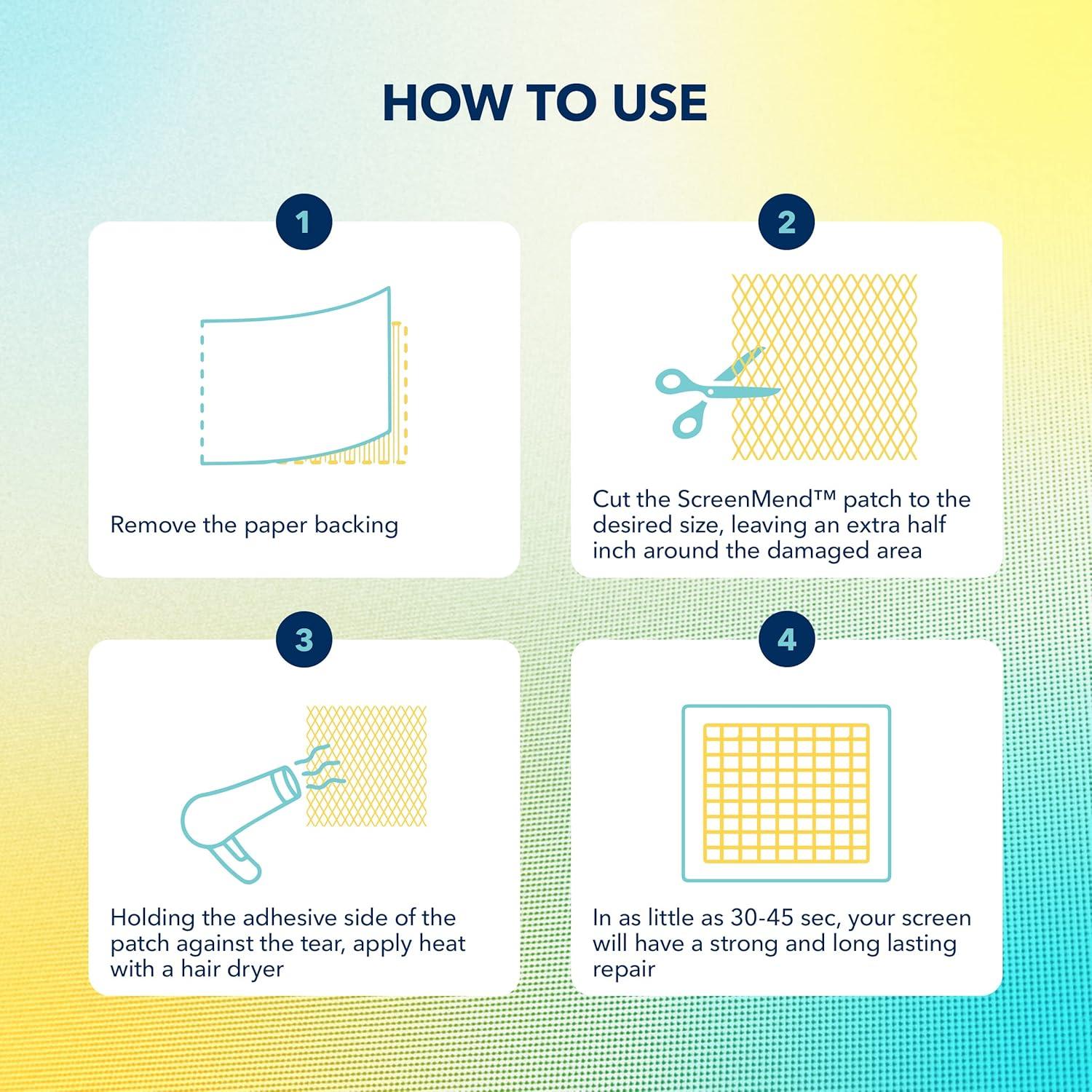 Kit de Reparación de Pantallas de Ventana ScreenMend - 2 Parches 13.97x20.32 cm