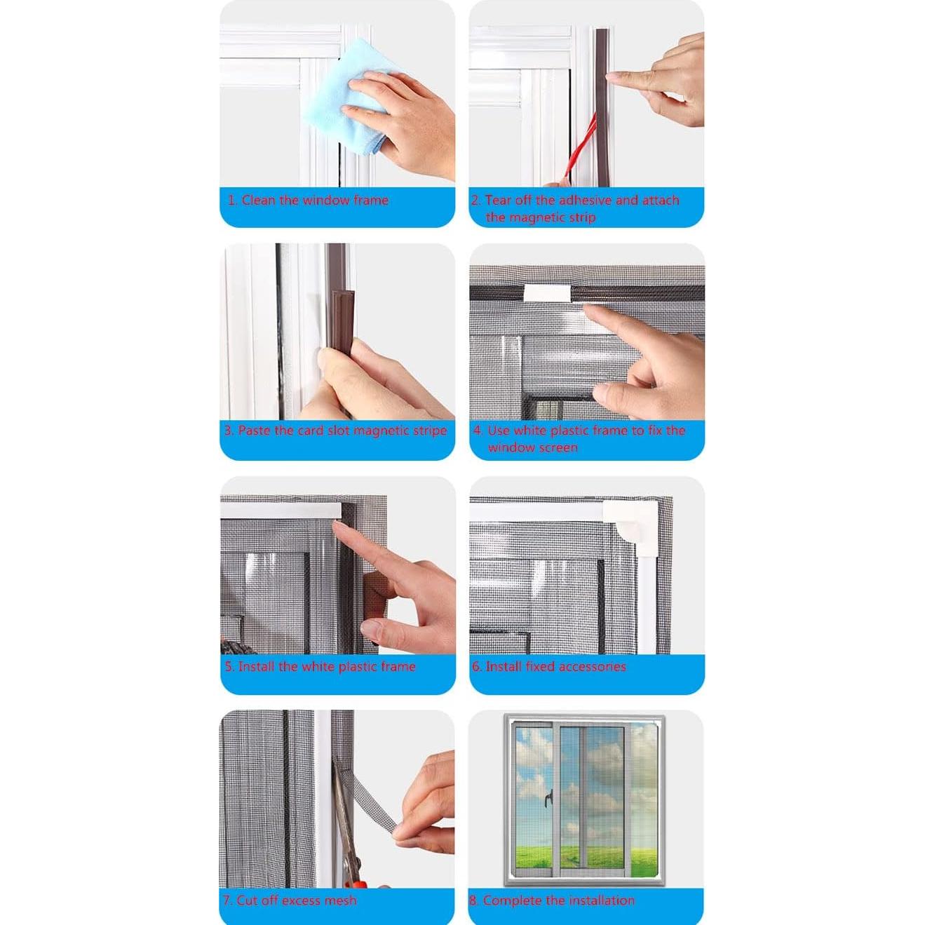 Kit de Malla de Pantalla de Ventana ZemHome 1.5x2.5m Ajustable