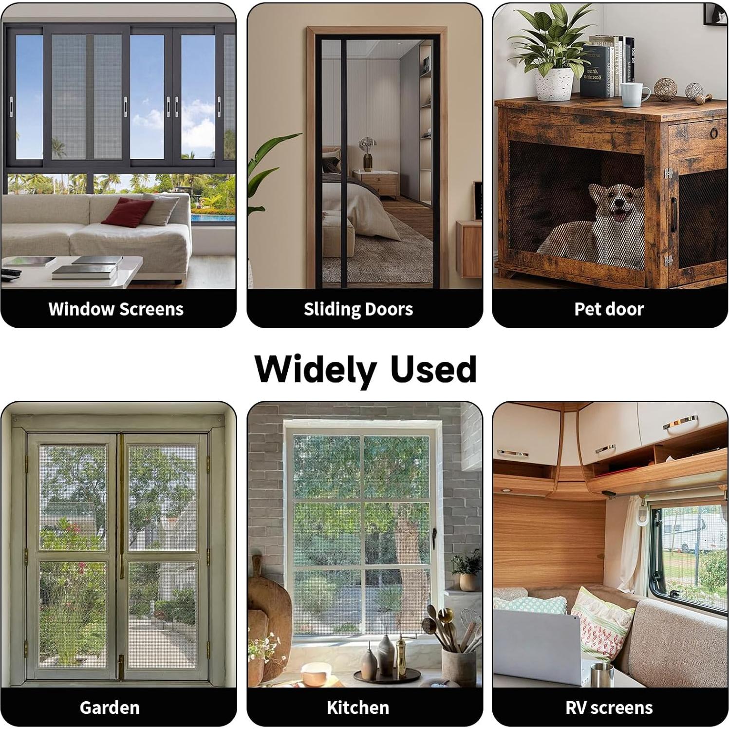 Kit de Reparación de Pantalla de Ventana Pmbqifay 121.9x452.1cm Negro