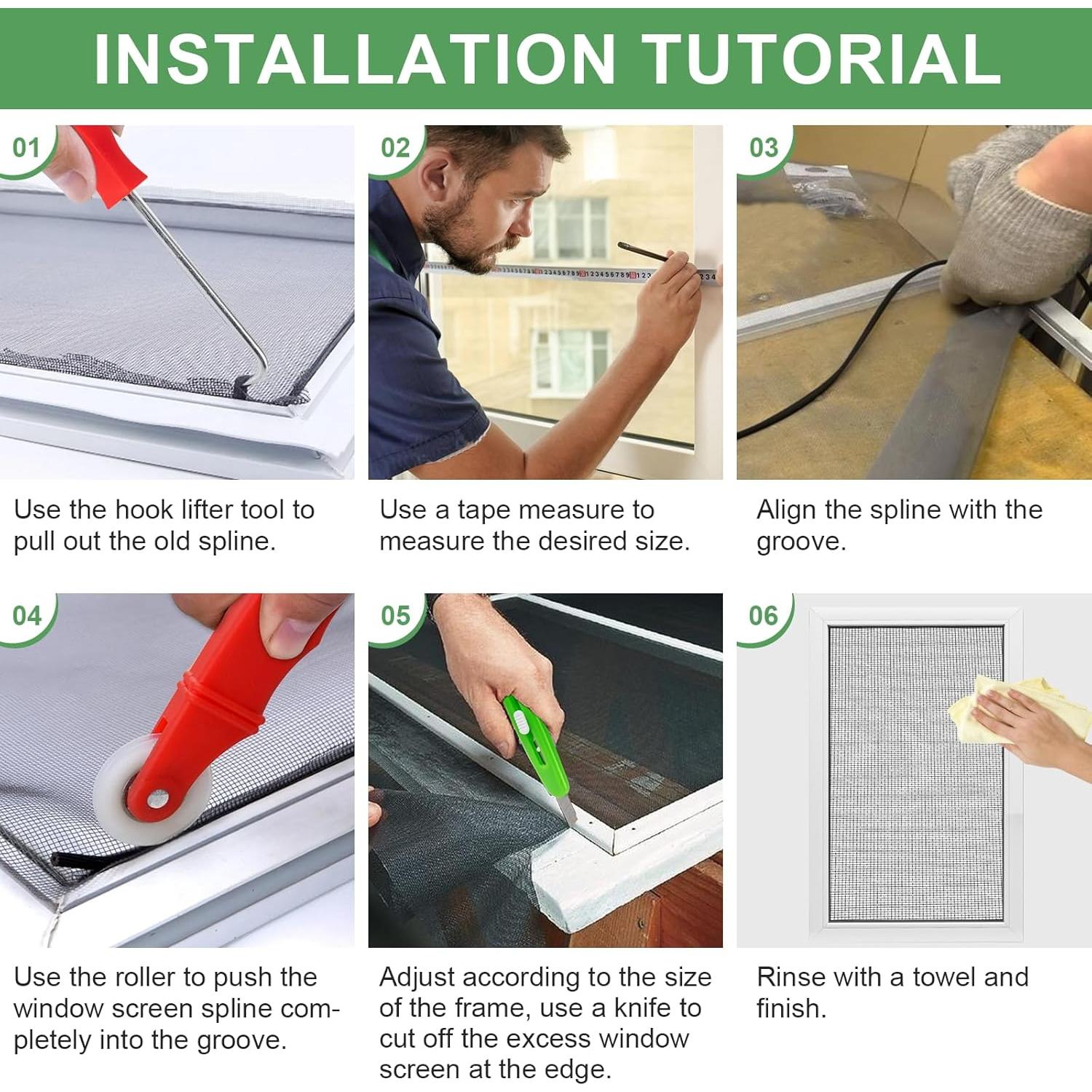 Kit de Reemplazo de Pantalla de Ventana MEQHUO 48x236 cm 6 en 1