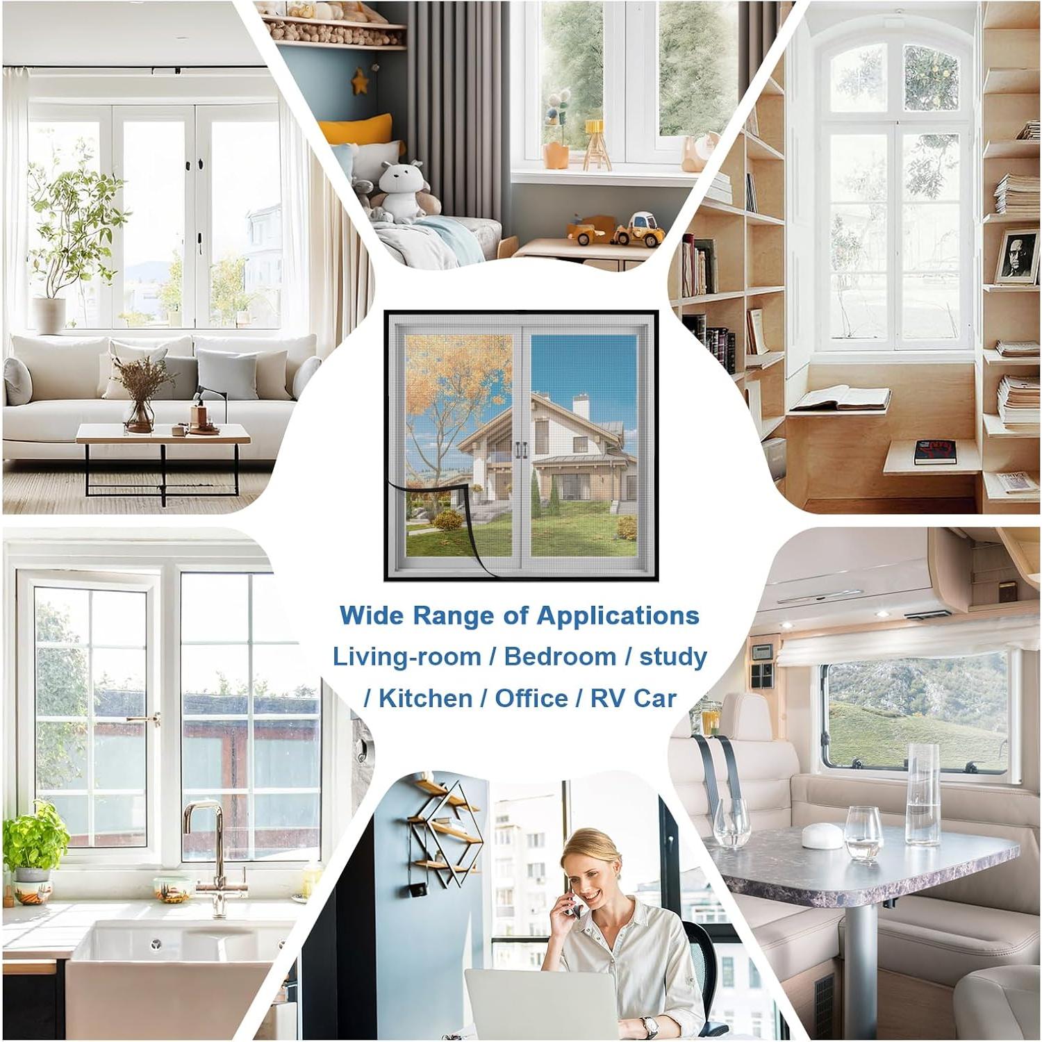 Kit de Pantalla de Ventana Shackcom 2 Piezas Ajustable 100x150 cm