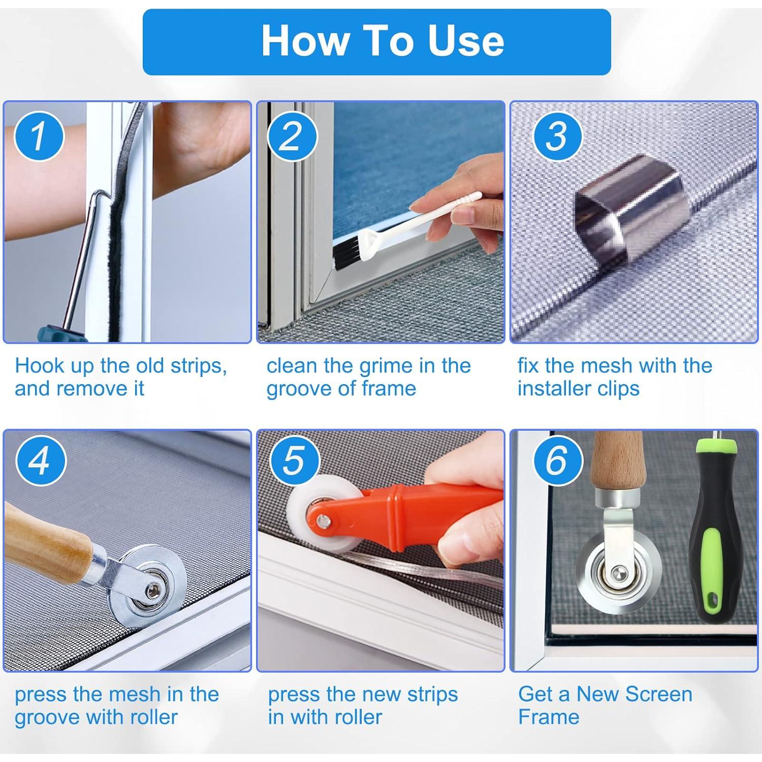 Kit de Reparación de Pantallas de Ventana WIWAPLEX con Rodillo