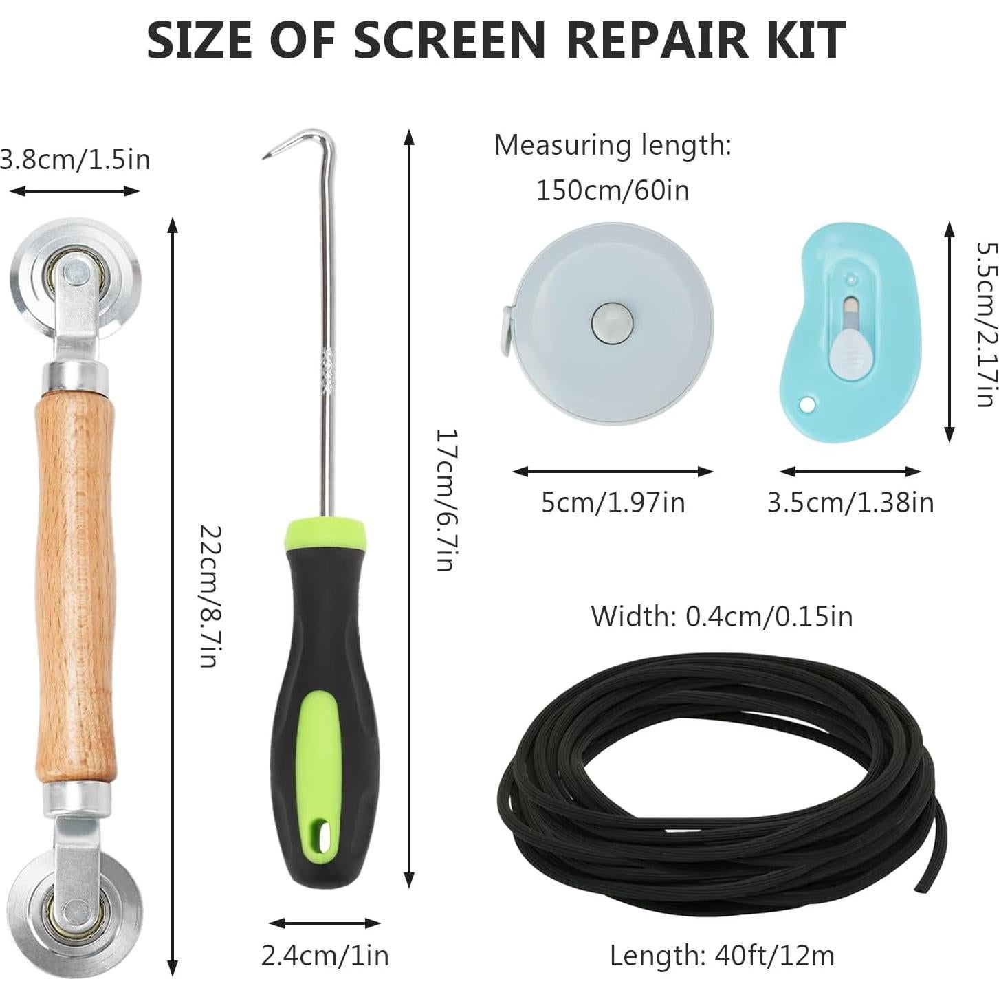 Kit de Reparación de Pantalla de Ventana QYQRQF 121.9x299.7cm Negro