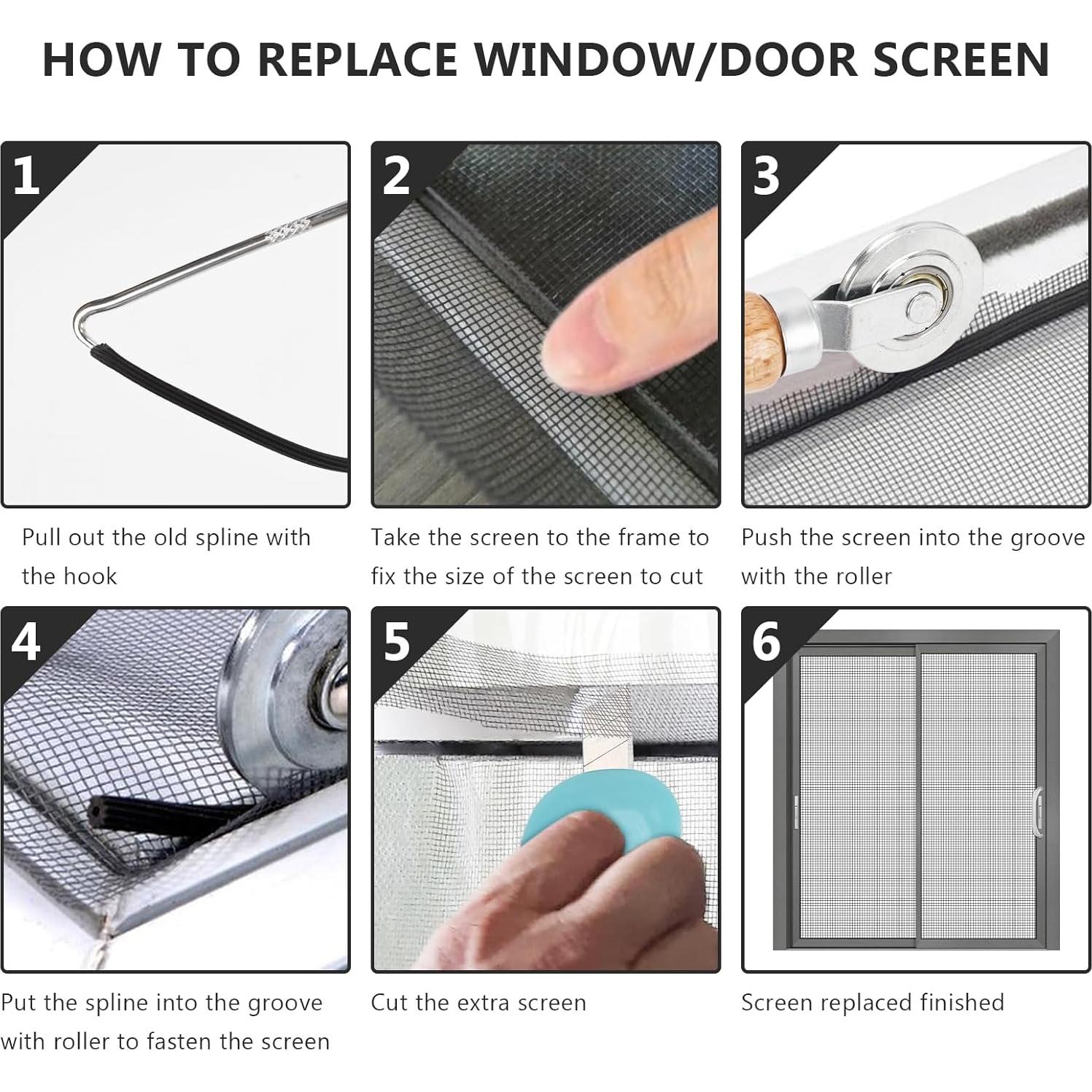 Kit de Reparación de Pantalla de Ventana QYQRQF 121.9x299.7cm Negro