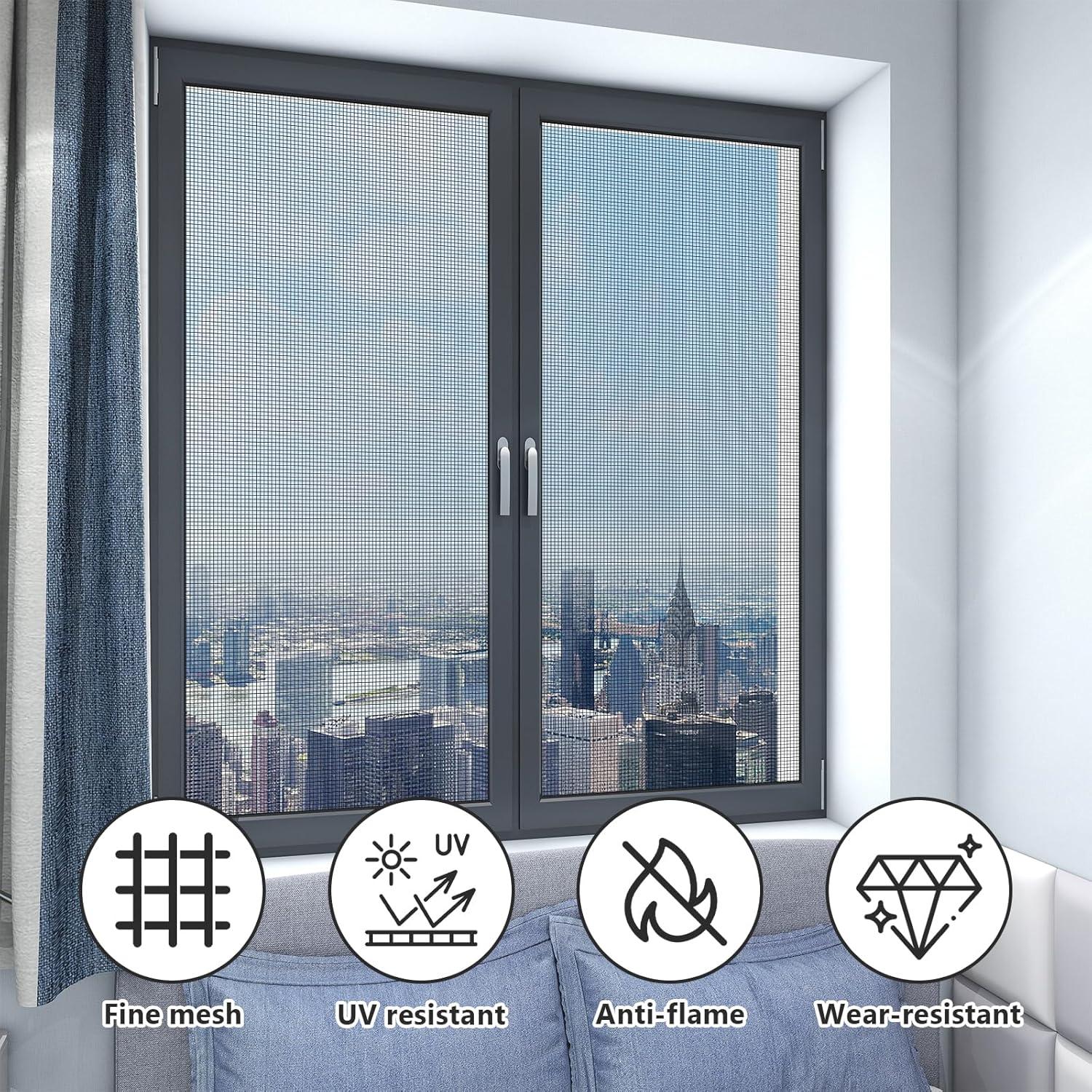 Kit de Reparación de Pantalla de Ventana QYQRQF 121.9x299.7cm Negro