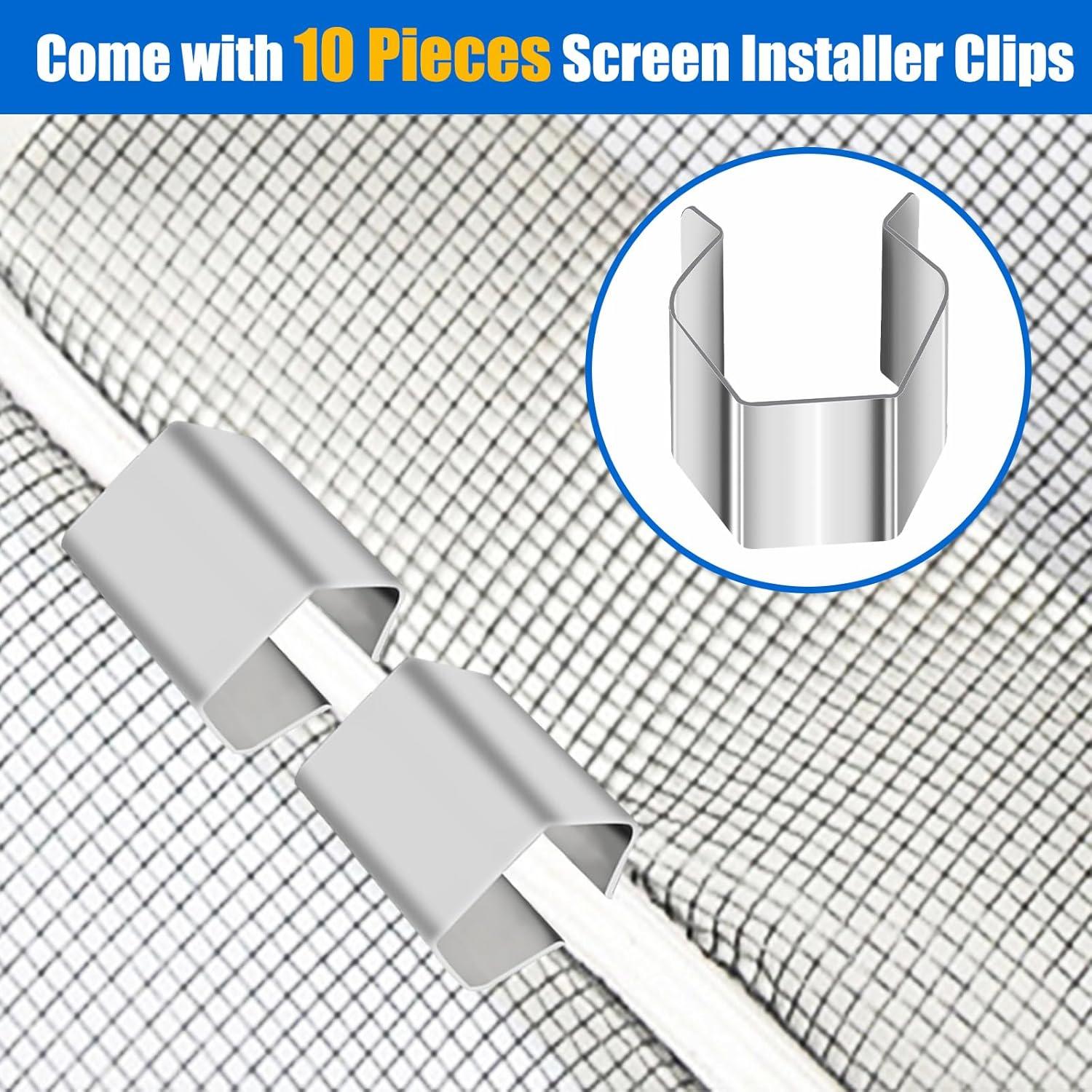 14PCS Window Screen Repair Kit, COITEK Mesh Screen Spline Roller Repair Tools Kit with 10PCS Screen Installer Clips, Screen Roller Tool, Metal and Plastic Spline Fixing Tool Kit for Window Screen