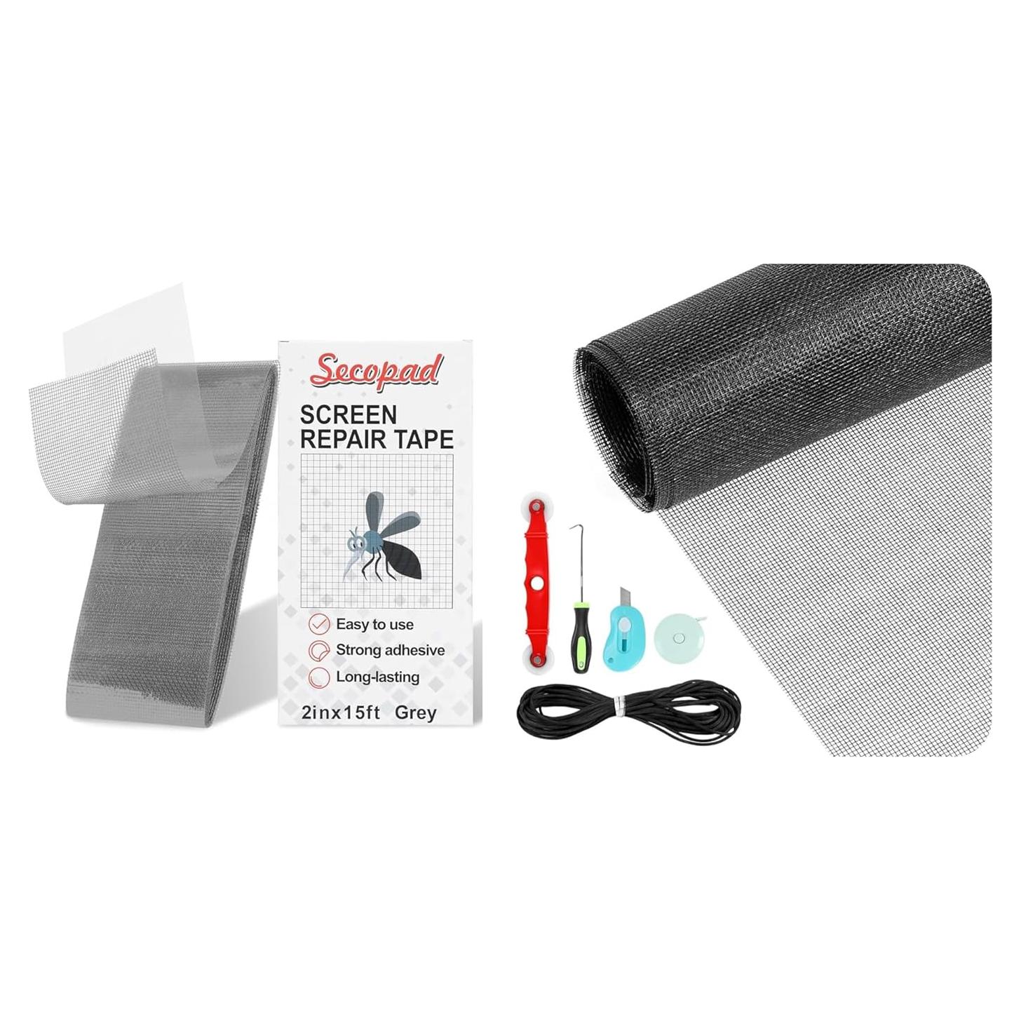 Cinta de reparación de pantalla gris 5cm x 4.57m y kit de reemplazo