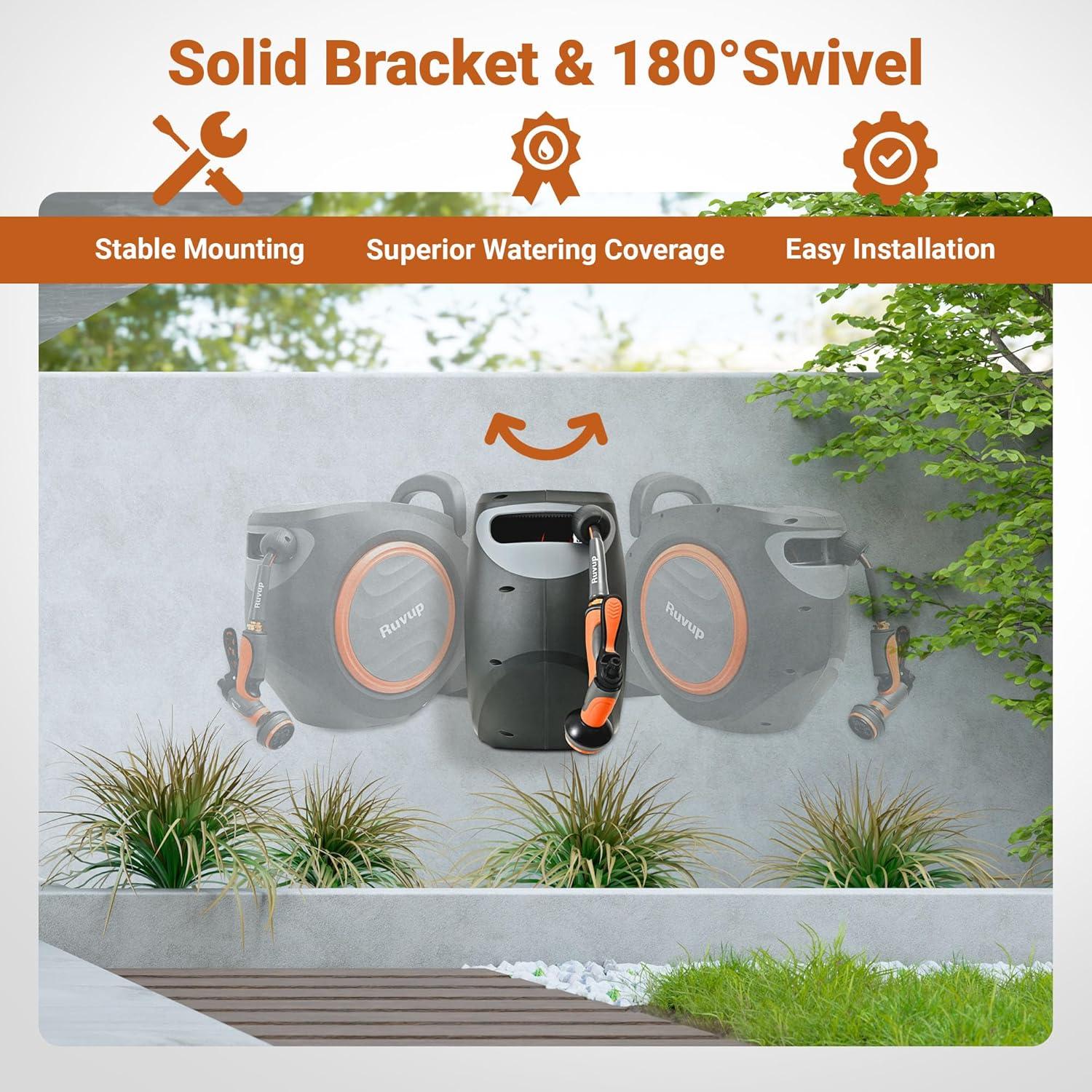 Carrete de Manguera de Jardín Ruvup Retráctil 1/2" 33.5m