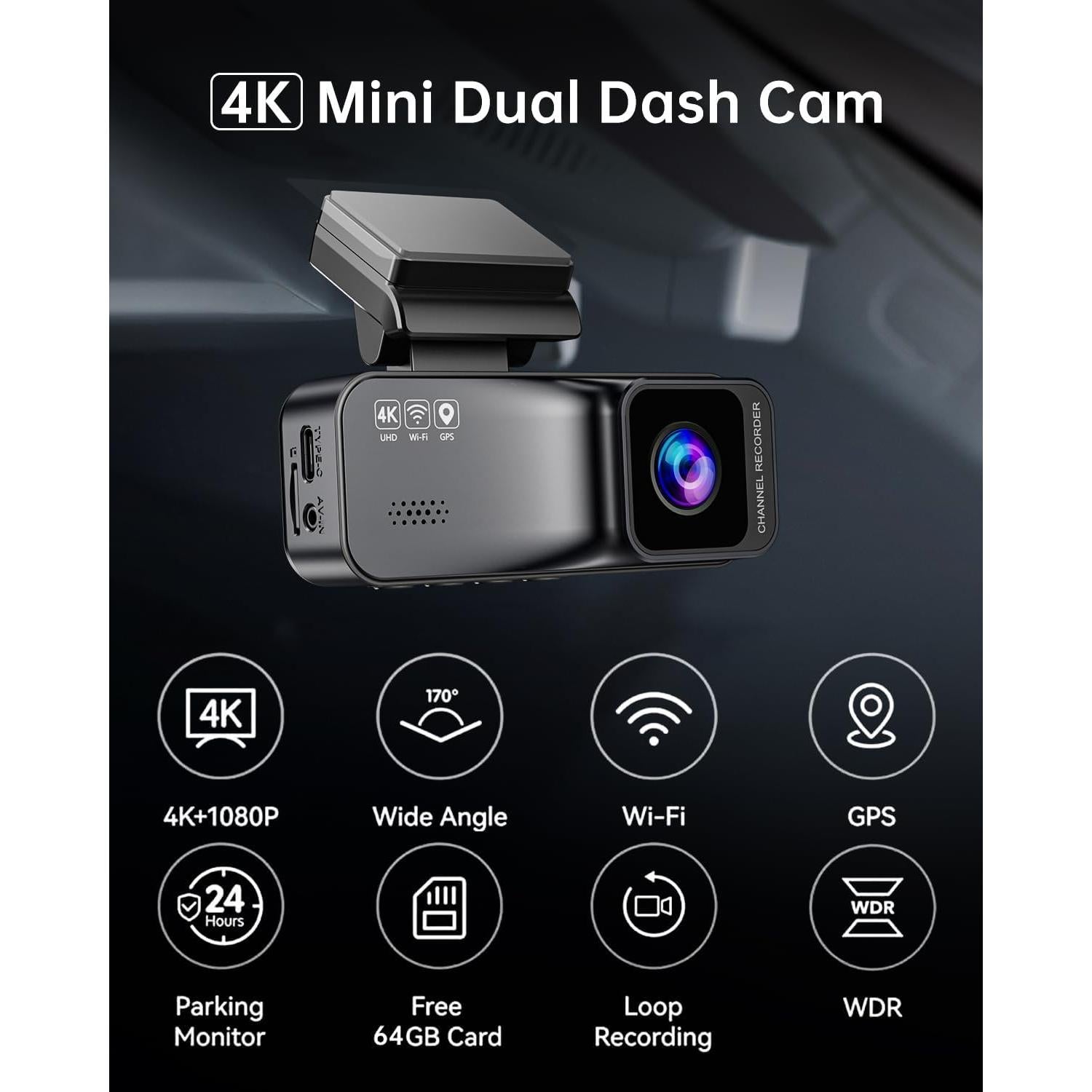 Cámara Dash 4K KooBaCar D17 con GPS y Pantalla IPS 3.20"