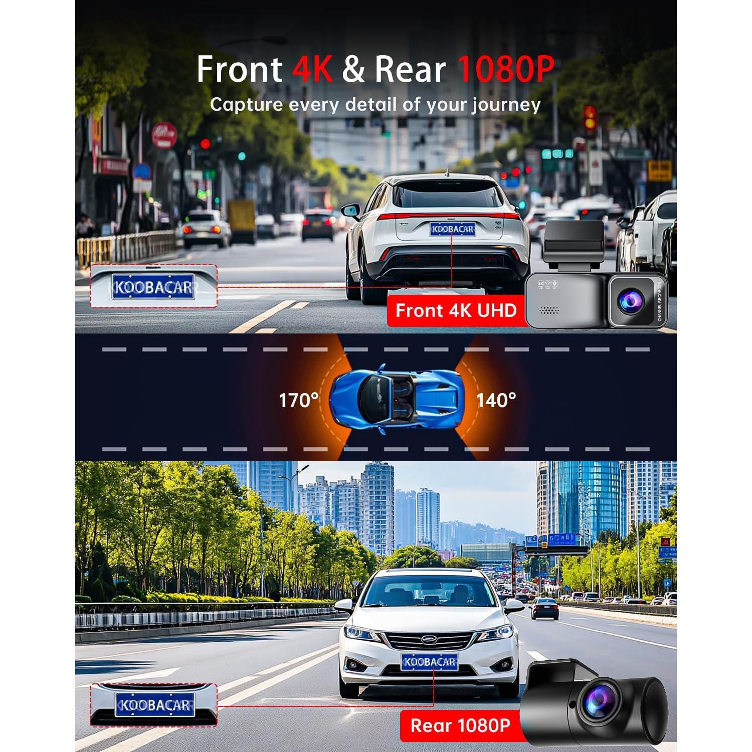 Cámara Dash 4K KooBaCar D17 con GPS y Pantalla IPS 3.20"