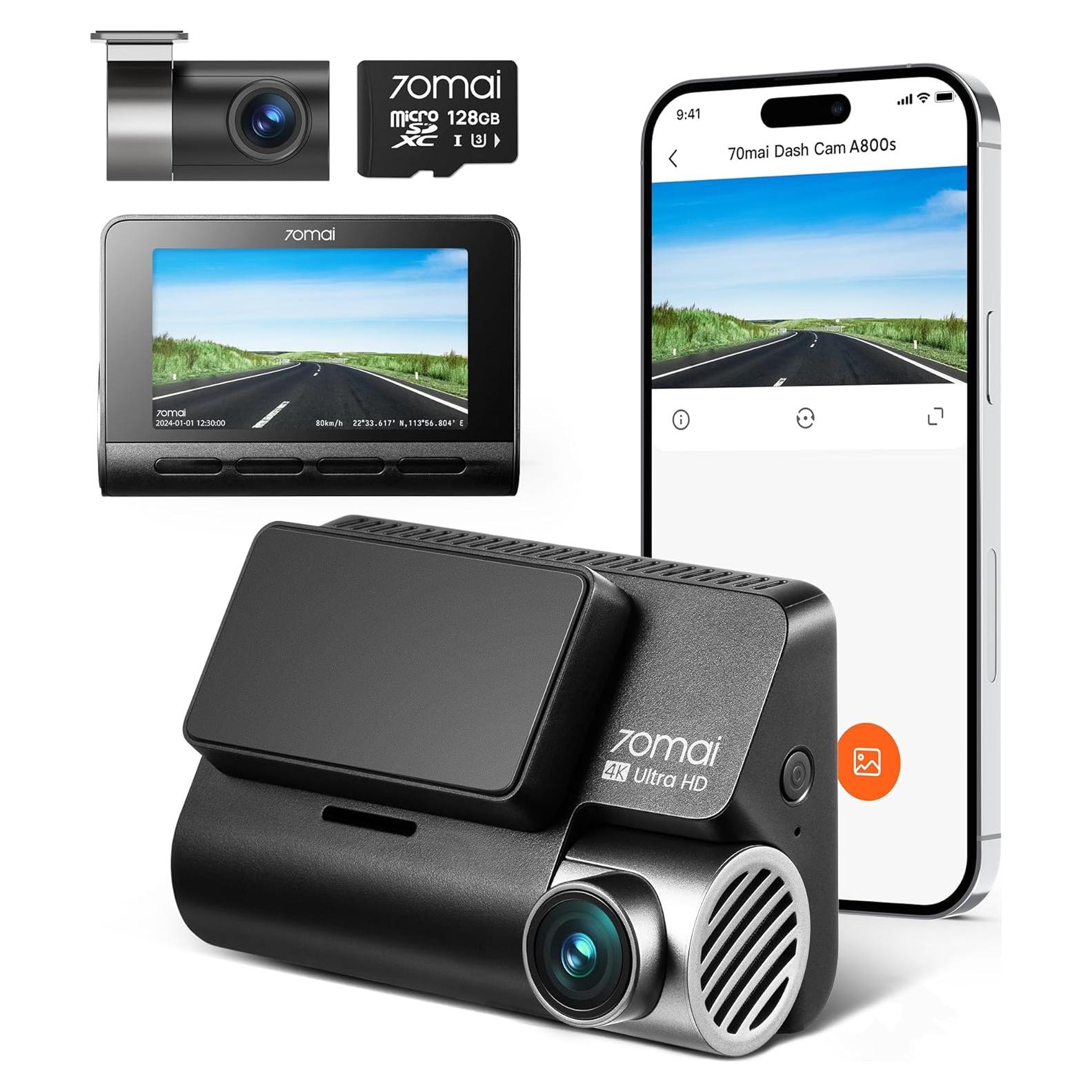 Cámara Dash 4K 70mai A800S con GPS y WiFi 5GHz, Doble Lente