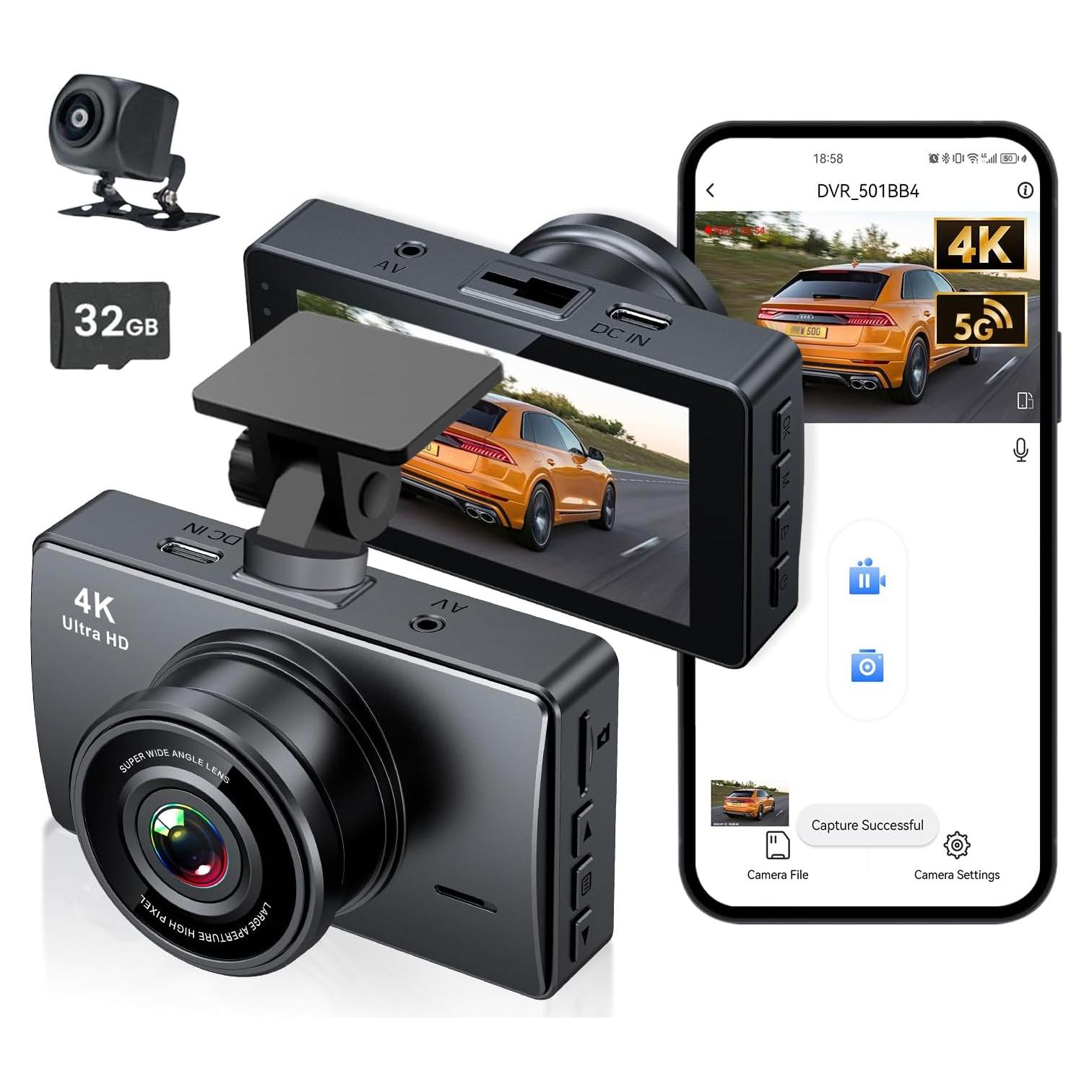 Cámara de Tablero DIWEISHI X17 4K + 1080P, WiFi, Pantalla 3"