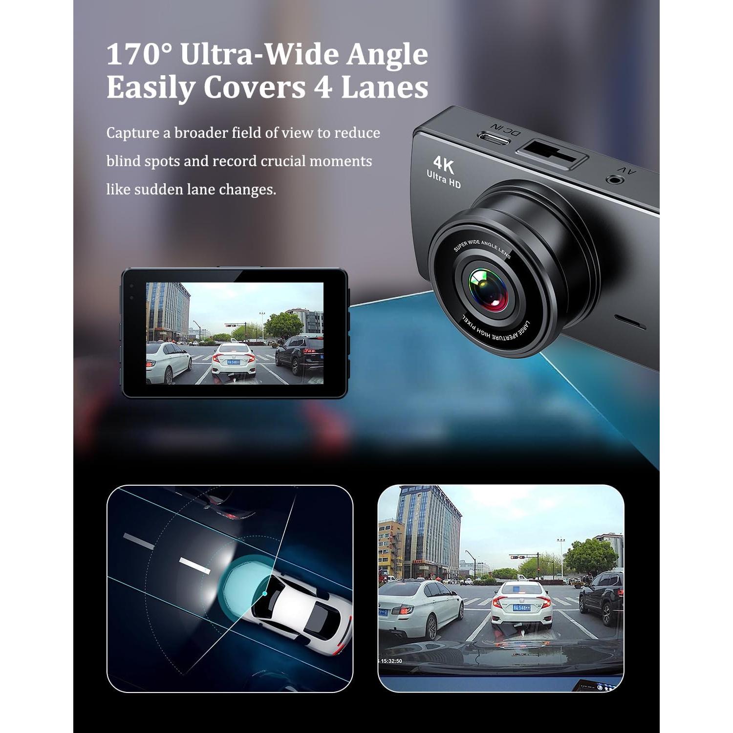 Cámara de Tablero DIWEISHI X17 4K + 1080P, WiFi, Pantalla 3"