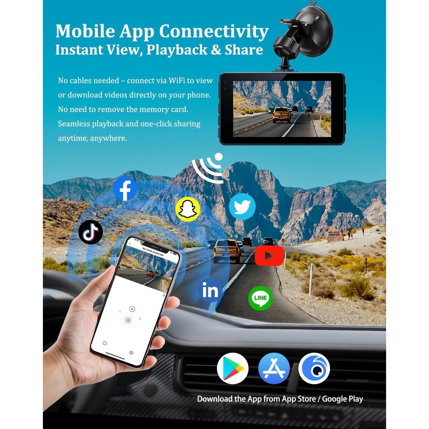 Cámara de Tablero DIWEISHI X17 4K + 1080P, WiFi, Pantalla 3"