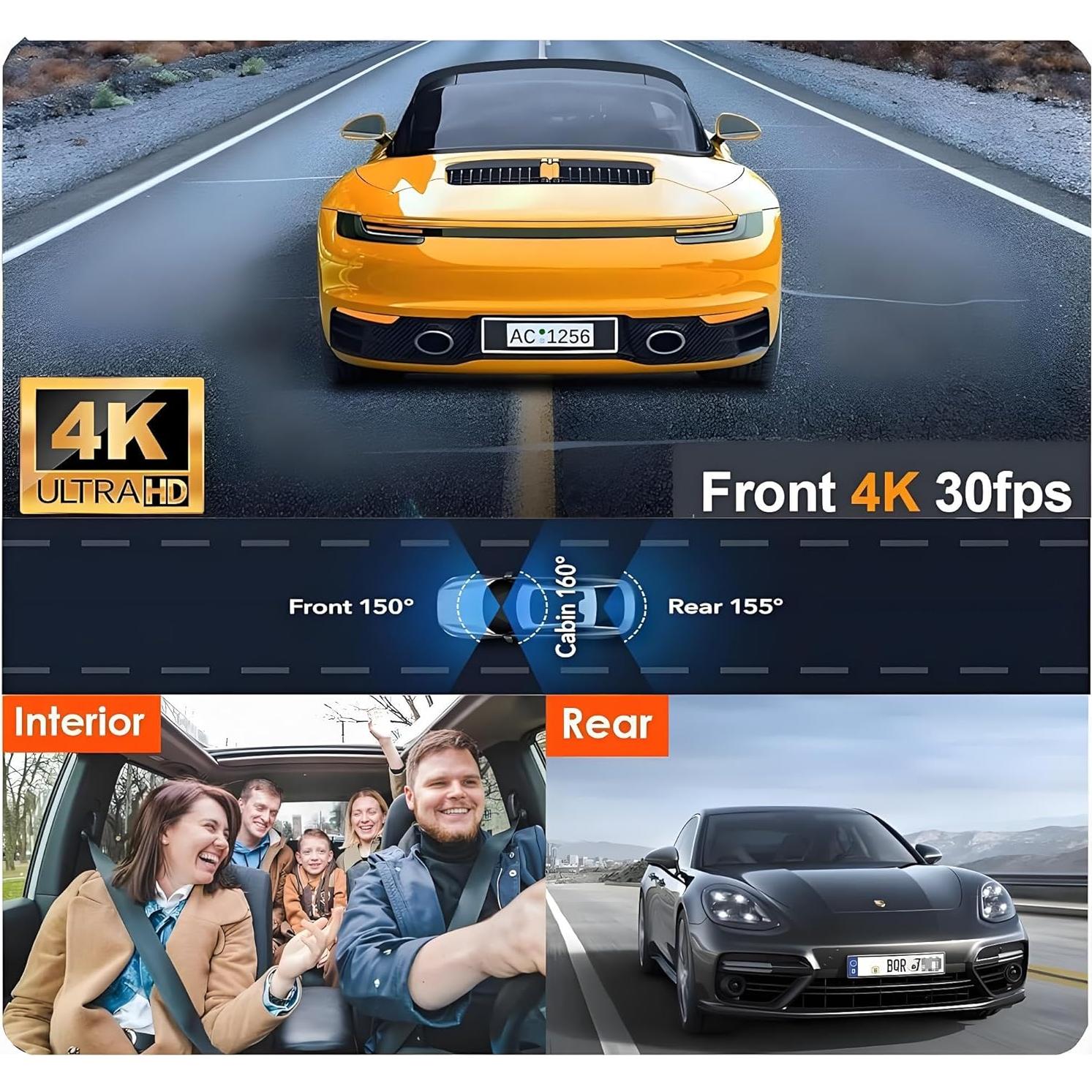 Cámara Dash 4K 3 Canales GILIKVHOM con WiFi y G-Sensor