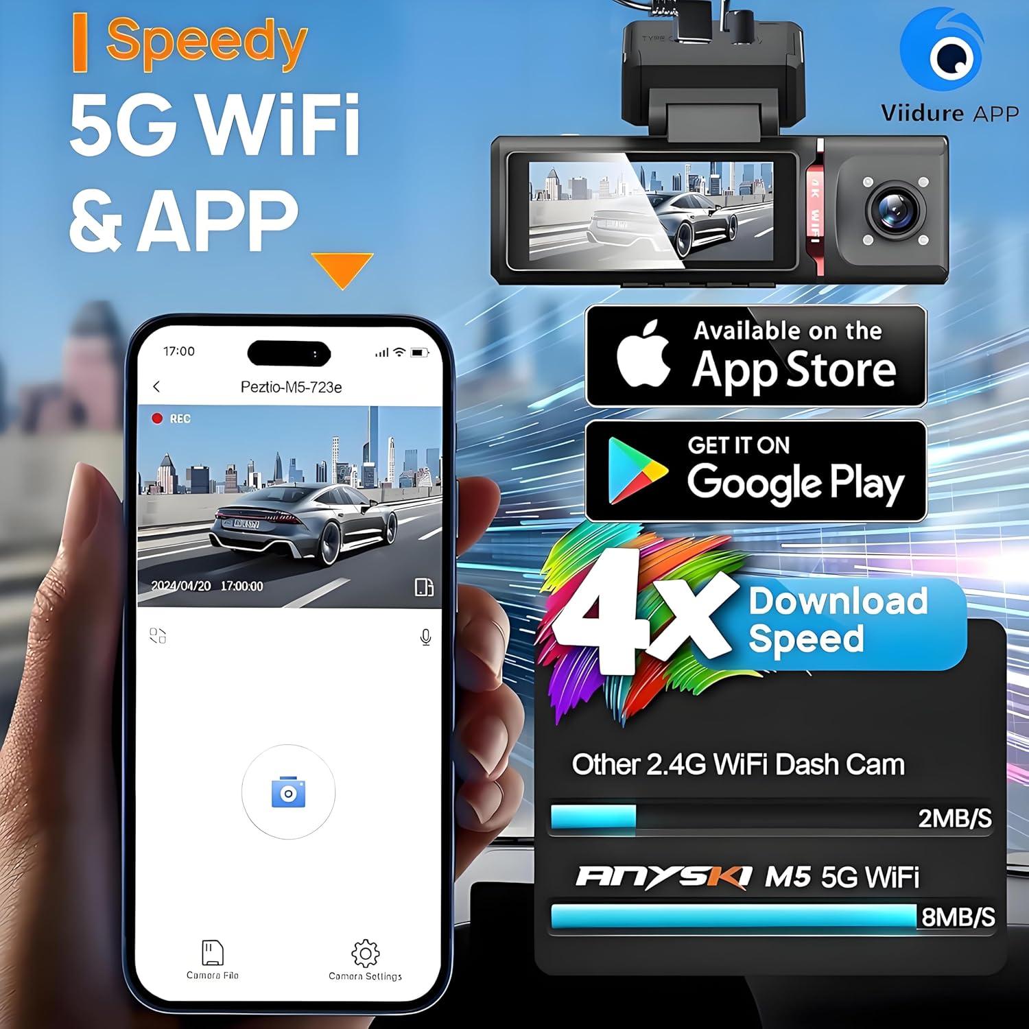 Cámara Dash 4K 3 Canales GILIKVHOM con WiFi y G-Sensor