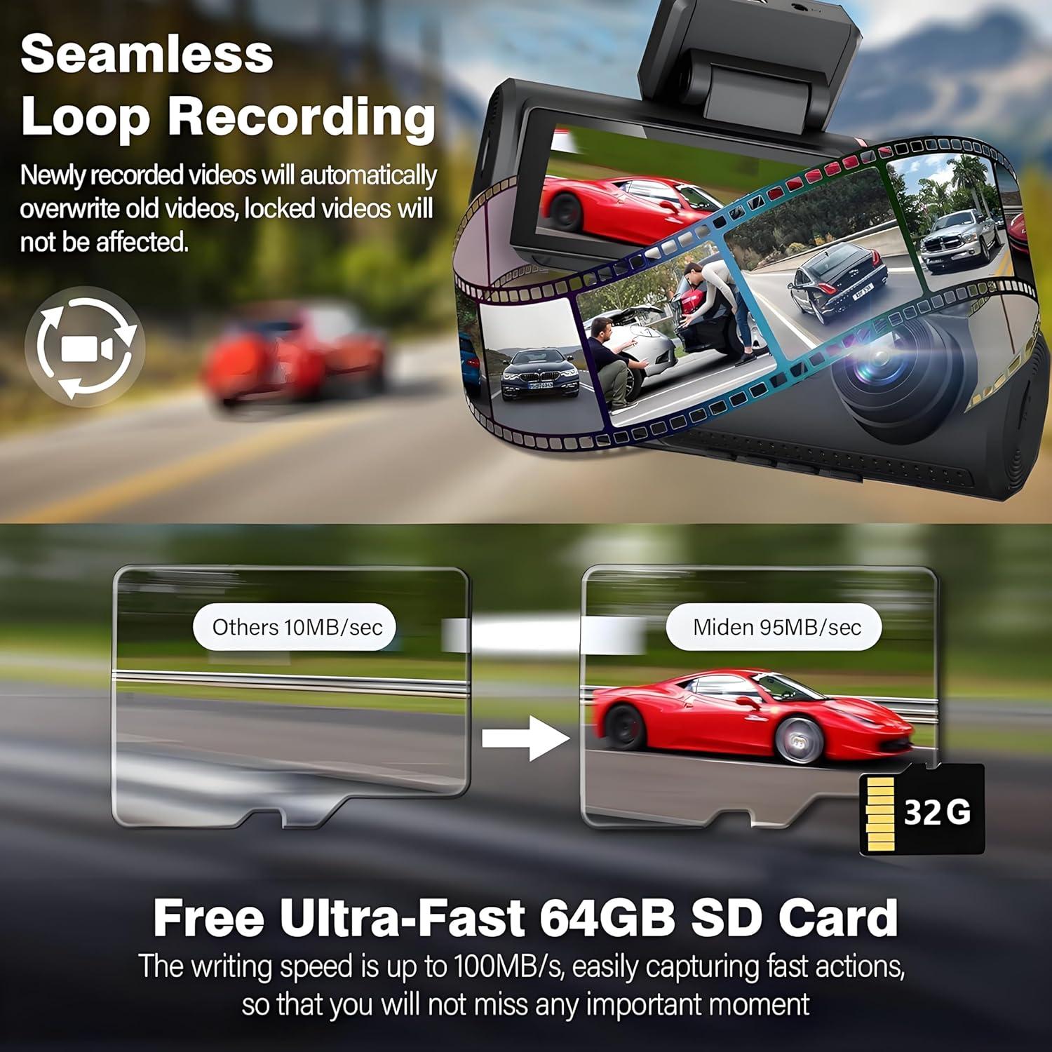 Cámara Dash 4K 3 Canales GILIKVHOM con WiFi y G-Sensor