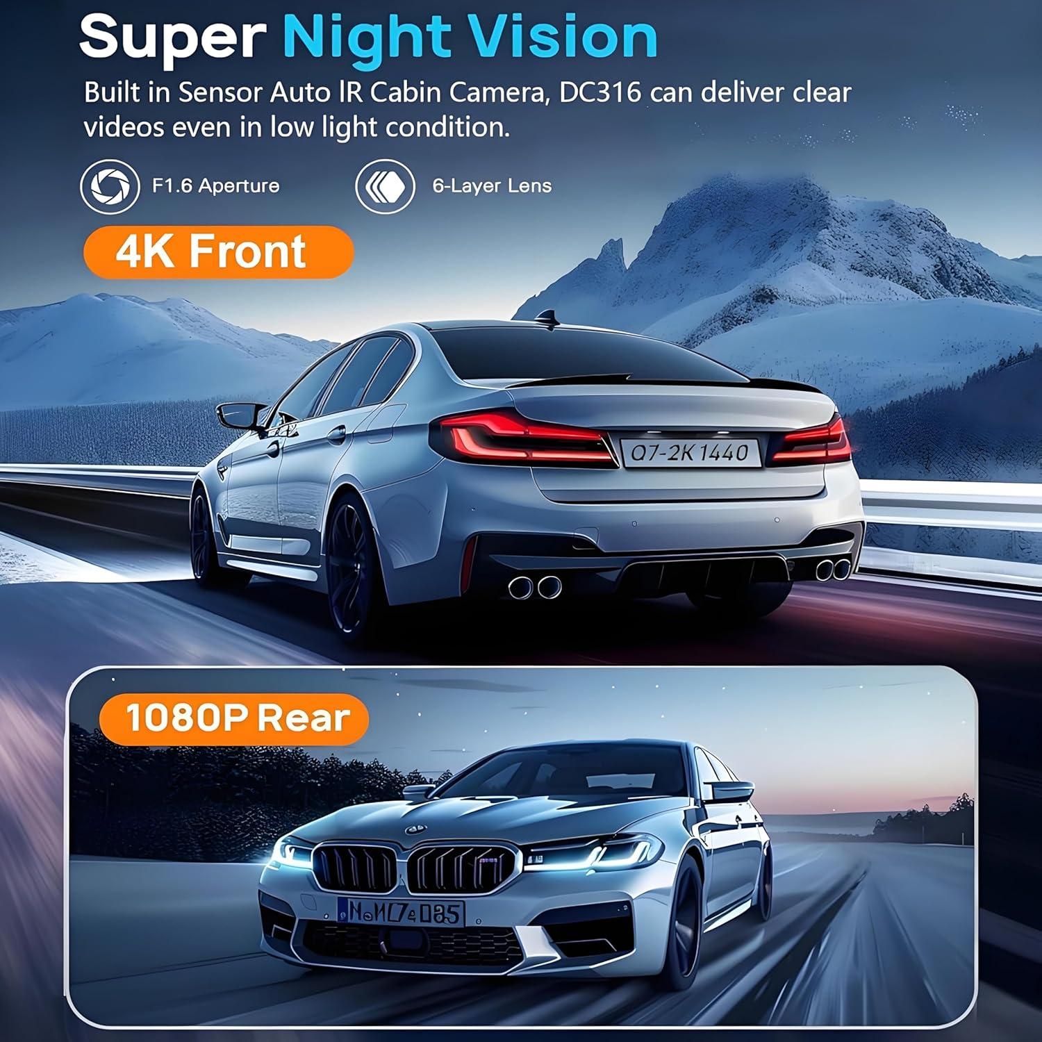 Cámara Dash 4K 3 Canales GILIKVHOM con WiFi y G-Sensor