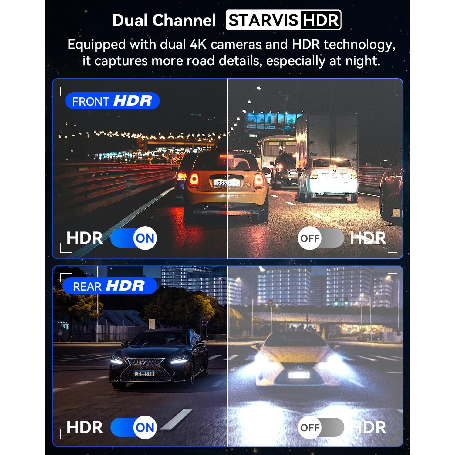 Cámara Dash IIWEY Q5 Doble 4K Delantera y Trasera, Wi-Fi 5G