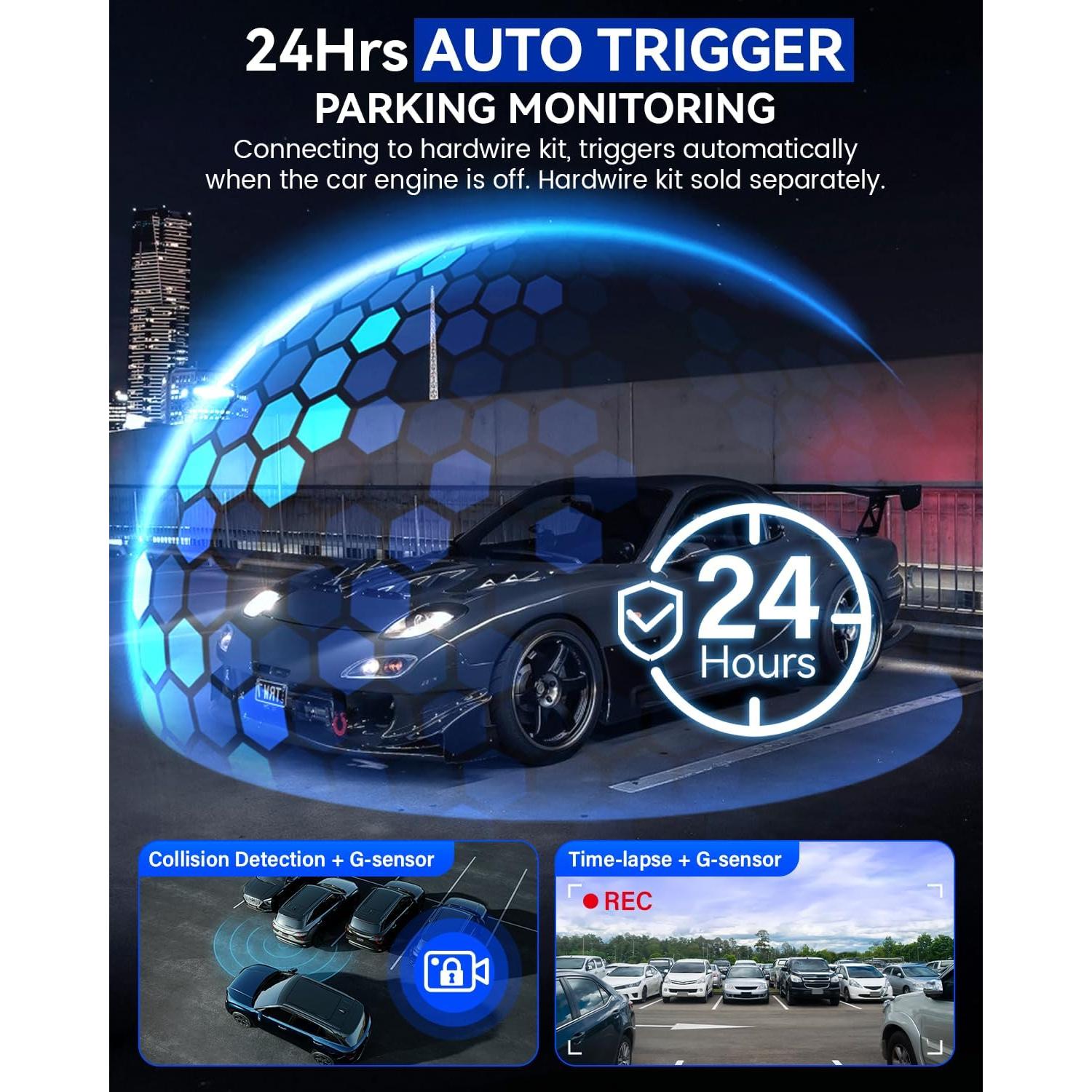 Cámara Dash IIWEY Q5 Doble 4K Delantera y Trasera, Wi-Fi 5G