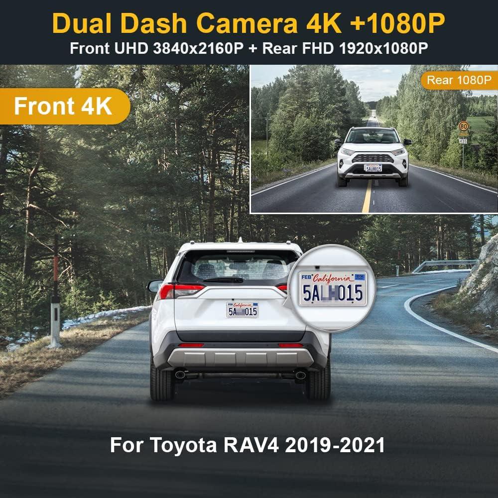 Cámara Dash Fitcamx 4K Delantera + 1080P Trasera para Toyota RAV4 2019-2021