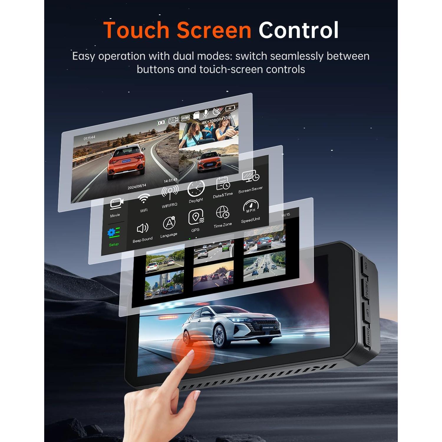 Cámara Dash Martalk R39 5K Triple con GPS y WiFi 5G