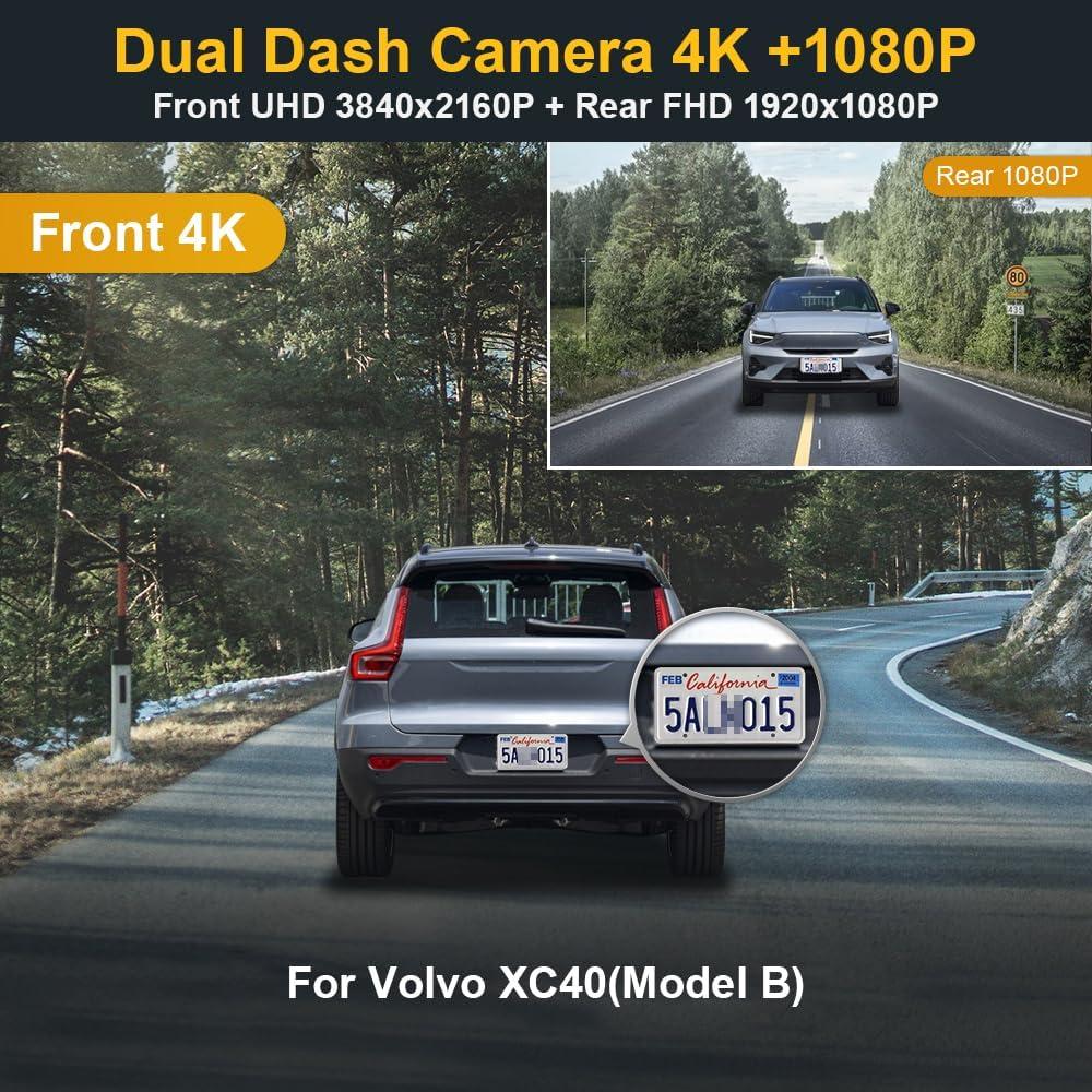 Cámara de Tablero Dual Fitcamx 4K Frontal + 1080P Trasera para Volvo XC40