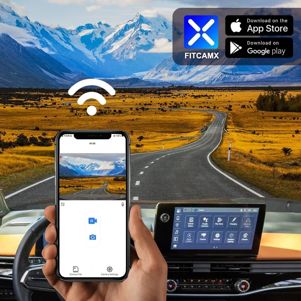 Cámara Dash Fitcamx HD2-D1300 4K Delantera + 1080P Trasera