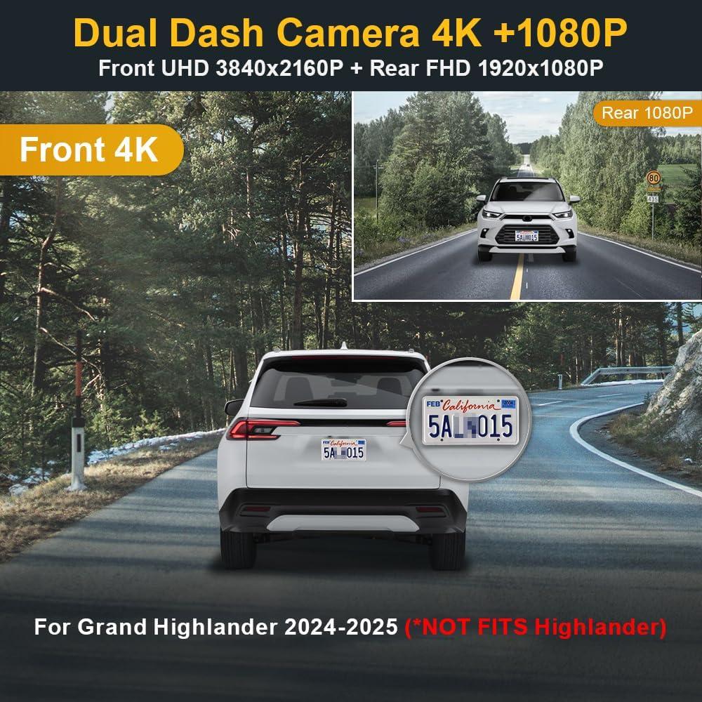 Cámara de Salpicadero Dual 4K Fitcamx para Toyota Grand Highlander 2024-2025