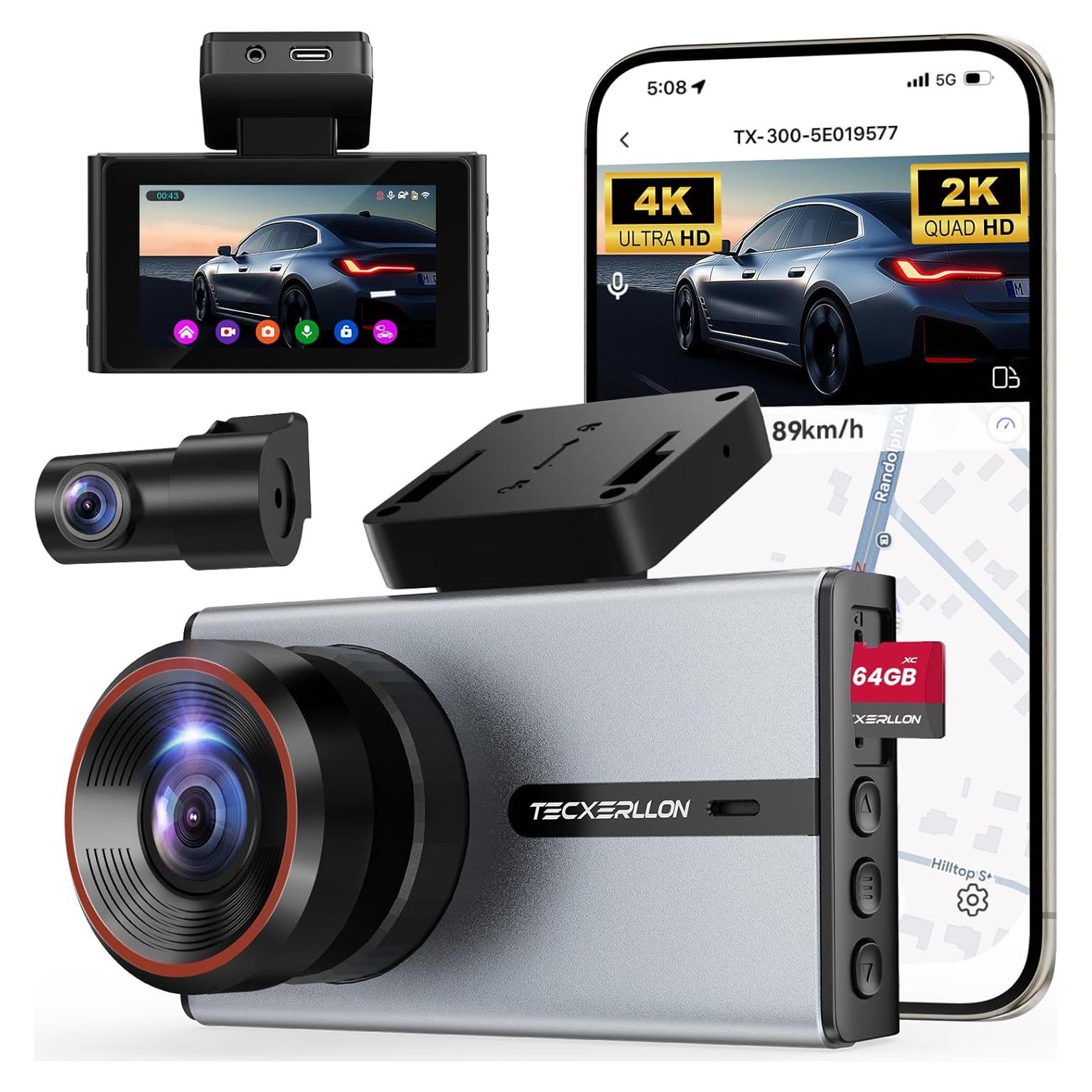 Cámara de tablero 4K TECXERLLON con GPS y visión nocturna