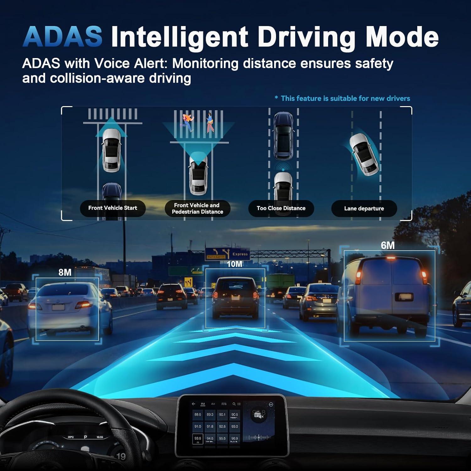 Cámara de tablero 4K TECXERLLON con GPS y visión nocturna