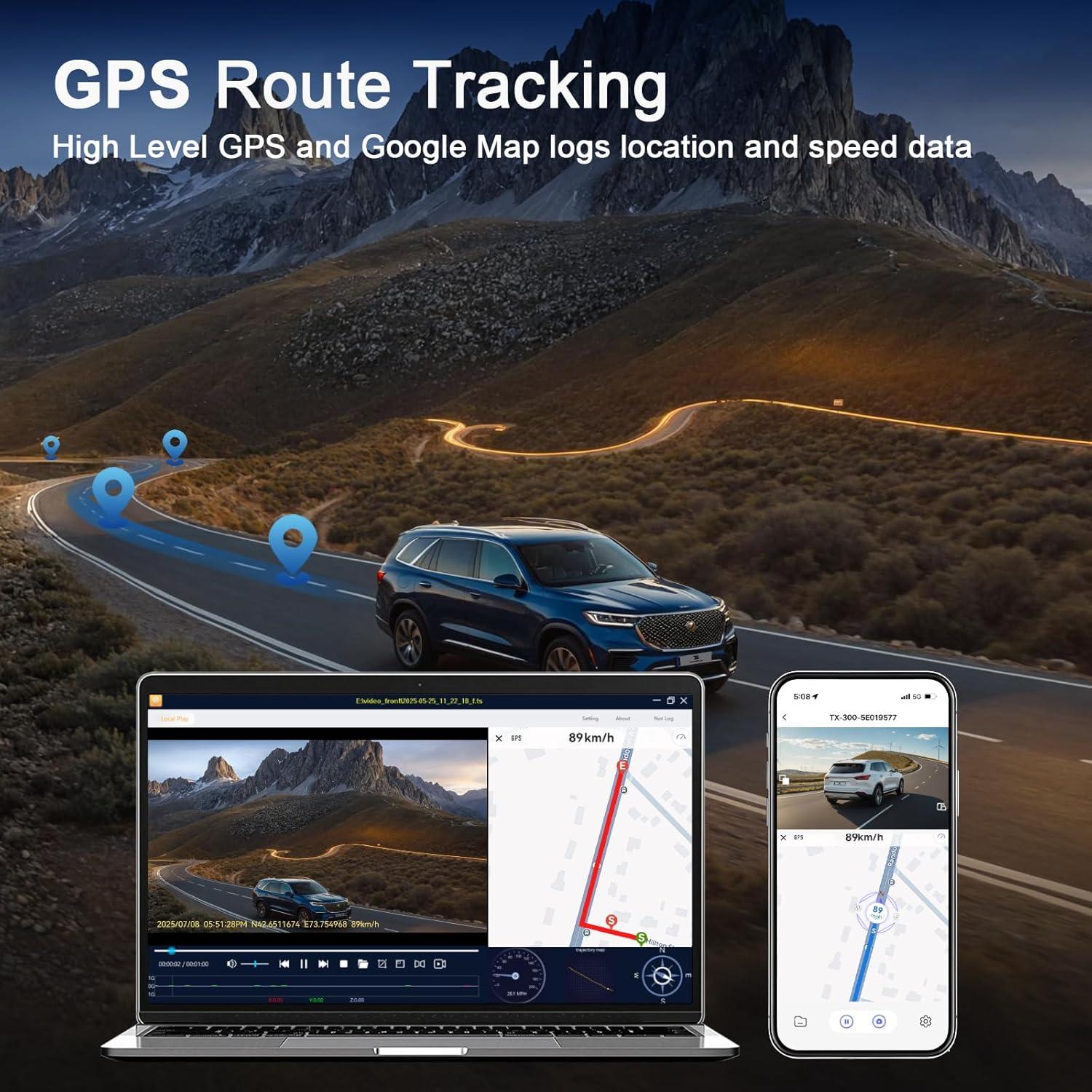 Cámara de tablero 4K TECXERLLON con GPS y visión nocturna