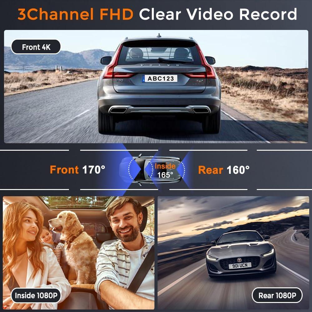 Cámara Dash 4K QiyuanLS 3 Canales con WiFi y Tarjeta 64GB