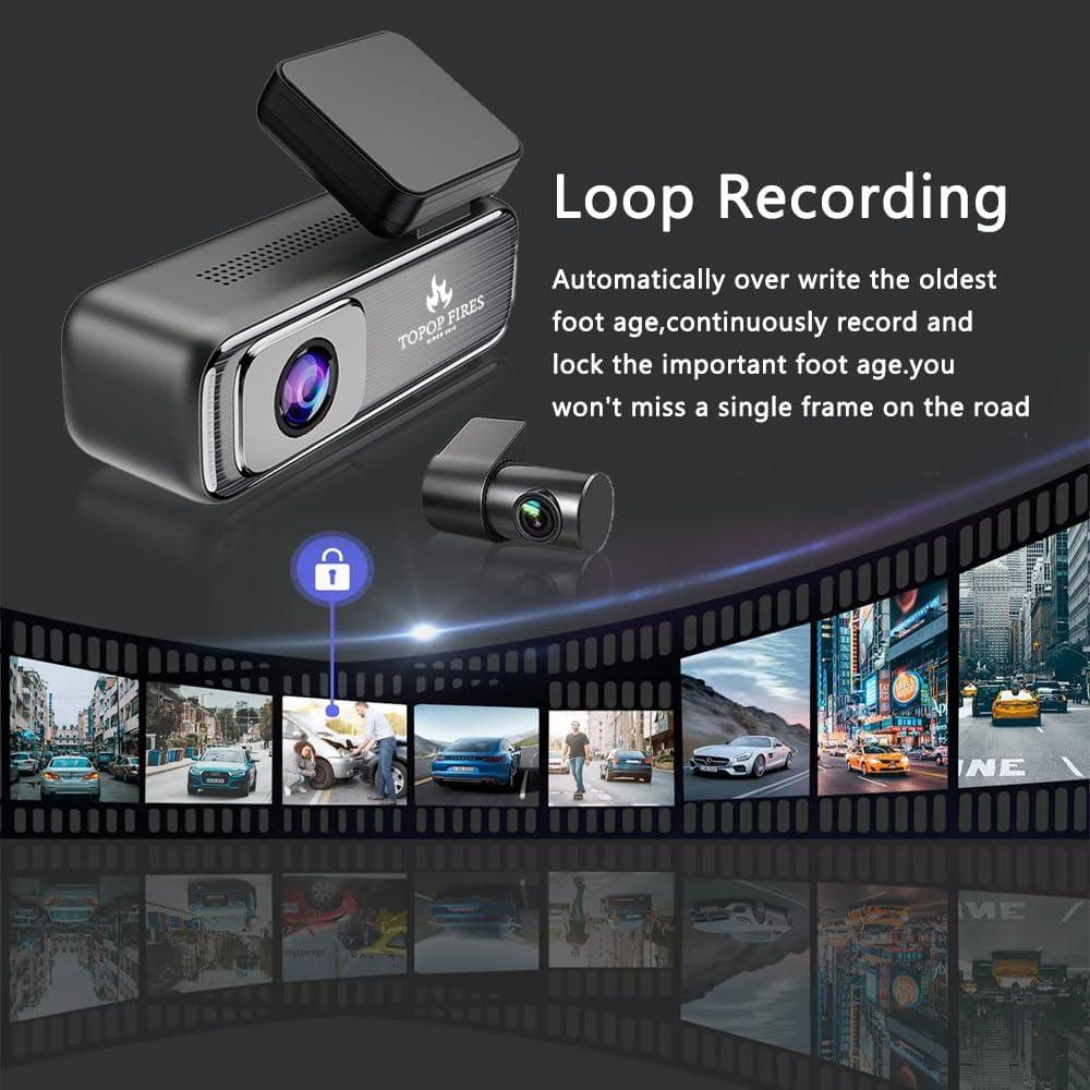 Cámara Dash Inalámbrica Topopfires Q6Pro 4K + 1080P Dual