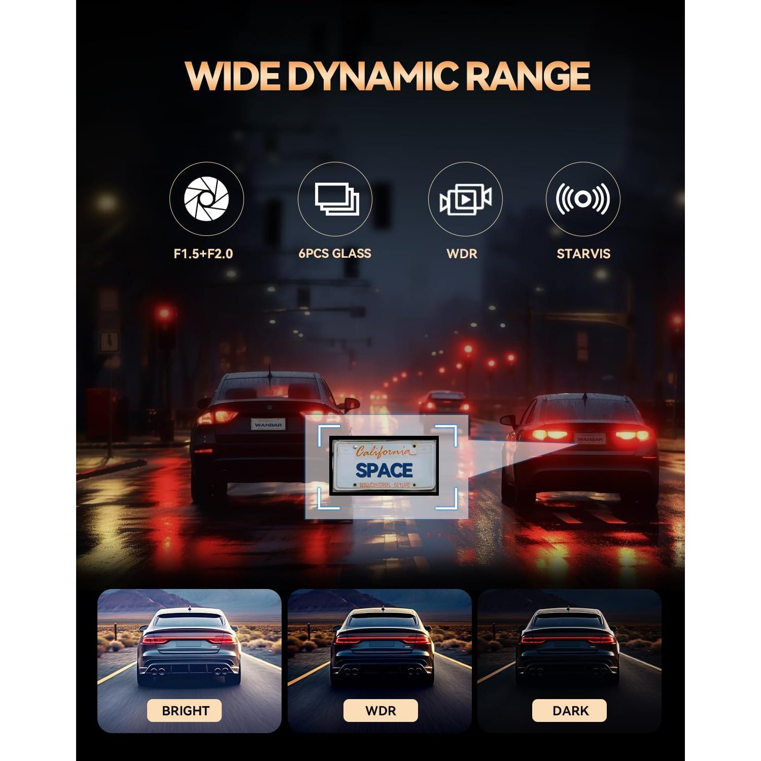 Cámara Dash SPADE 4K Delantera y 1080P Trasera con WiFi