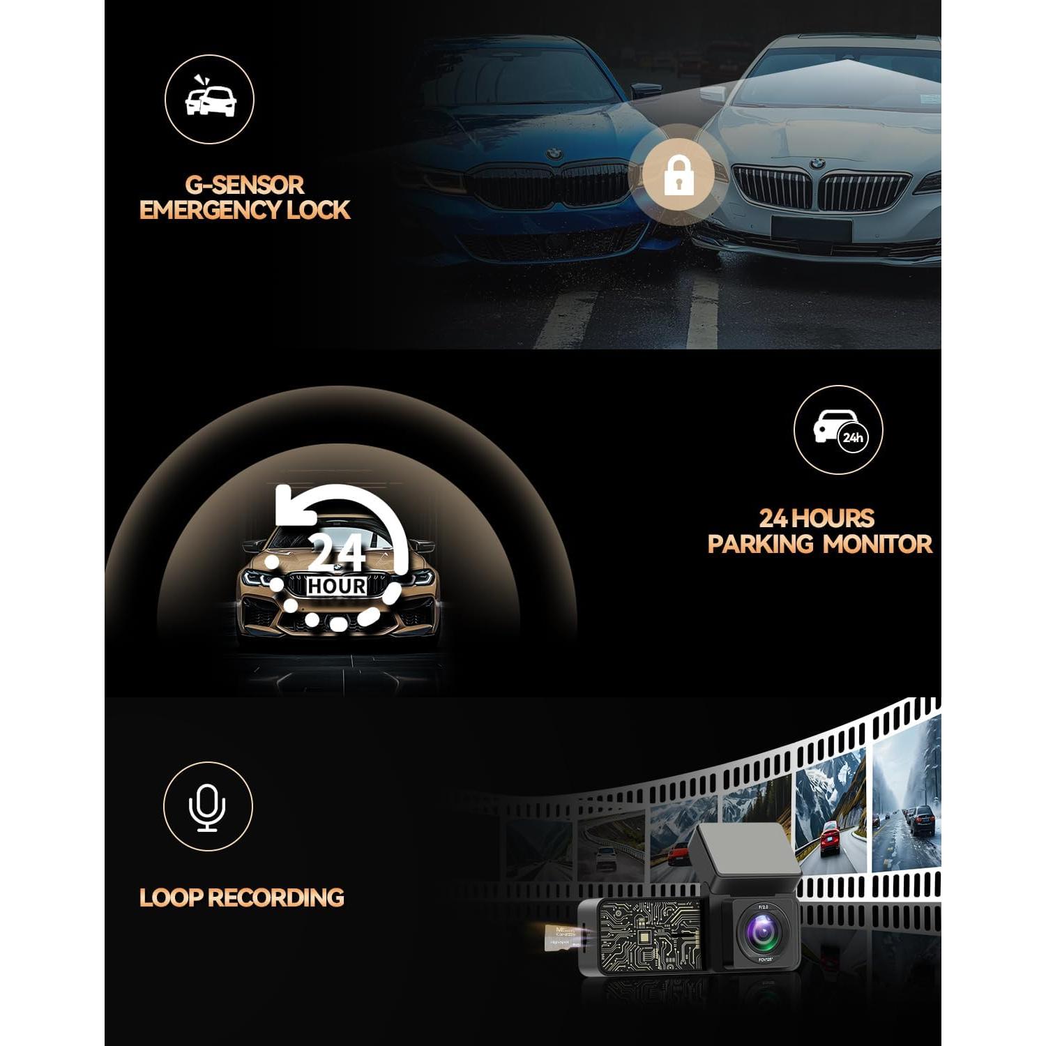 Cámara Dash SPADE 4K Delantera y 1080P Trasera con WiFi