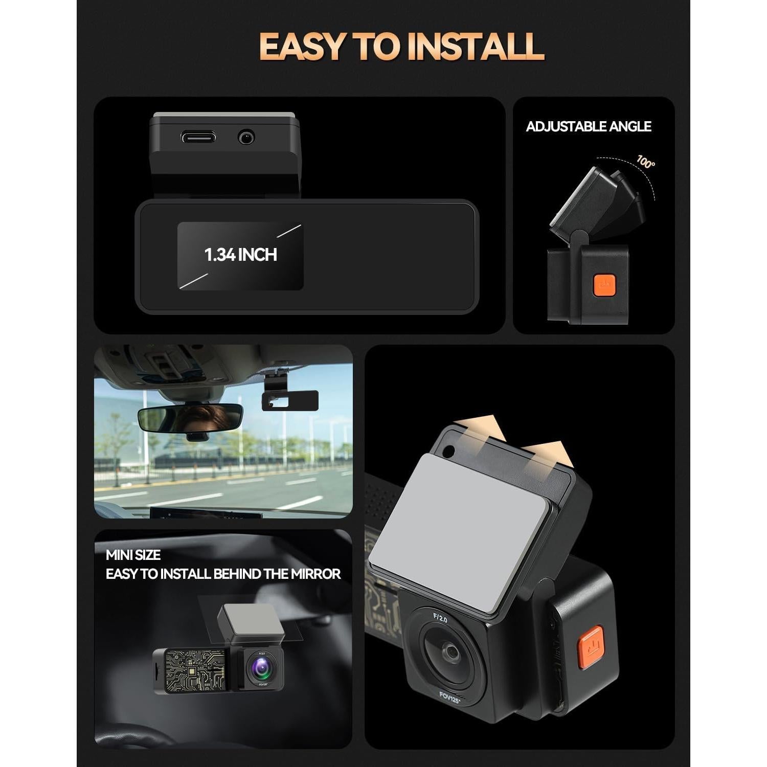 Cámara Dash SPADE 4K Delantera y 1080P Trasera con WiFi