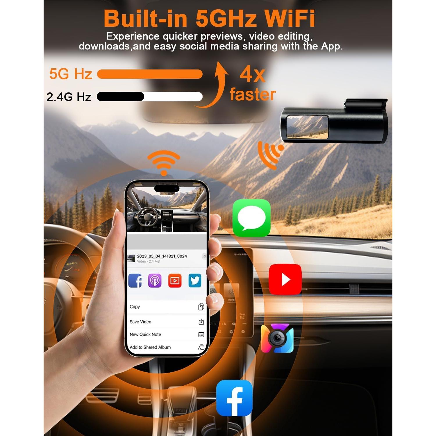 Cámara de Tablero Dual 4K CAMBLO C30D con WiFi y Tarjeta 64GB